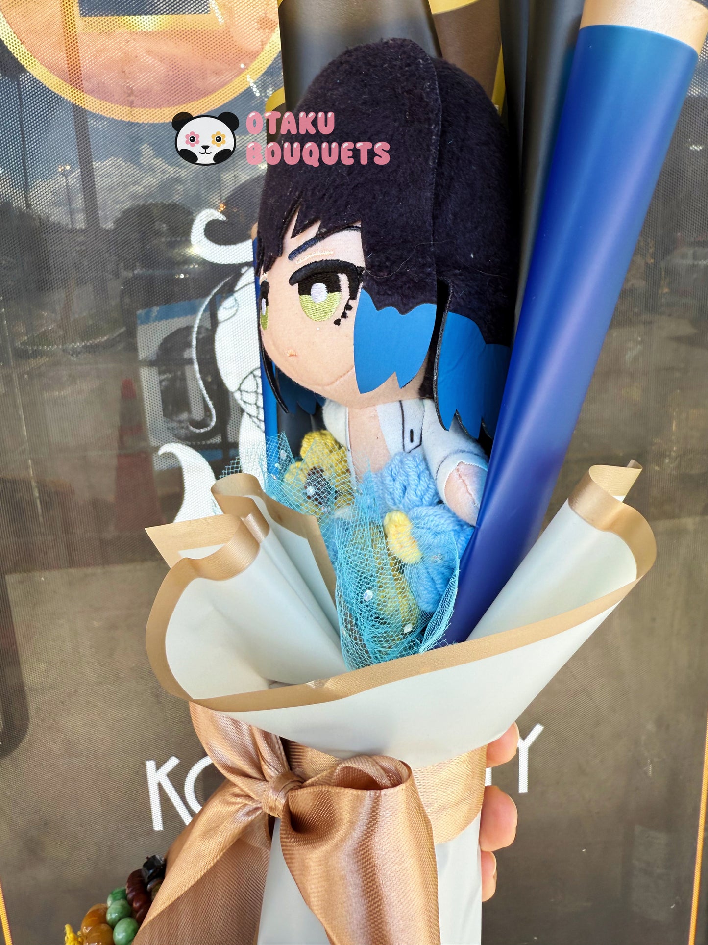 Japanese Plushie Inosuke in Pjs Demon Slayer Plush Bouquet