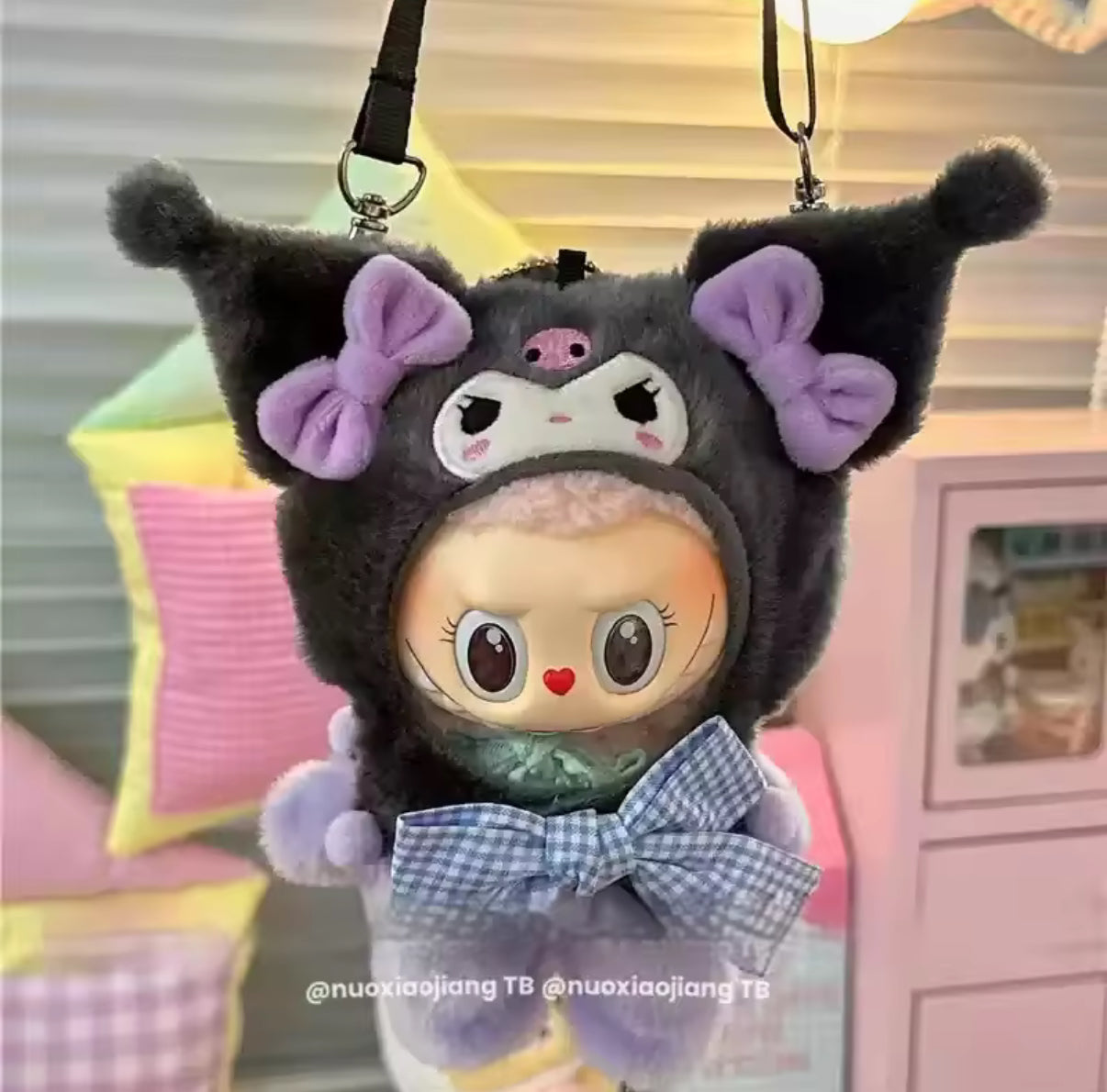 Sanrio Full Body Purse Kawaii Cute Doll Labubu Anime Costume Cosplay Clothes 17cm