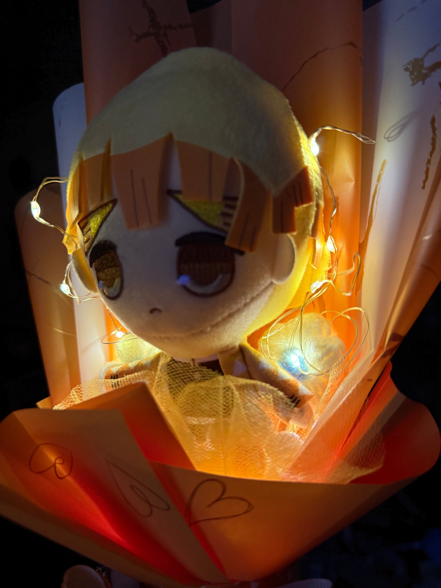 Small Japanese Plushie Zenitsu Light Up Demon Slayer Plush Bouquet