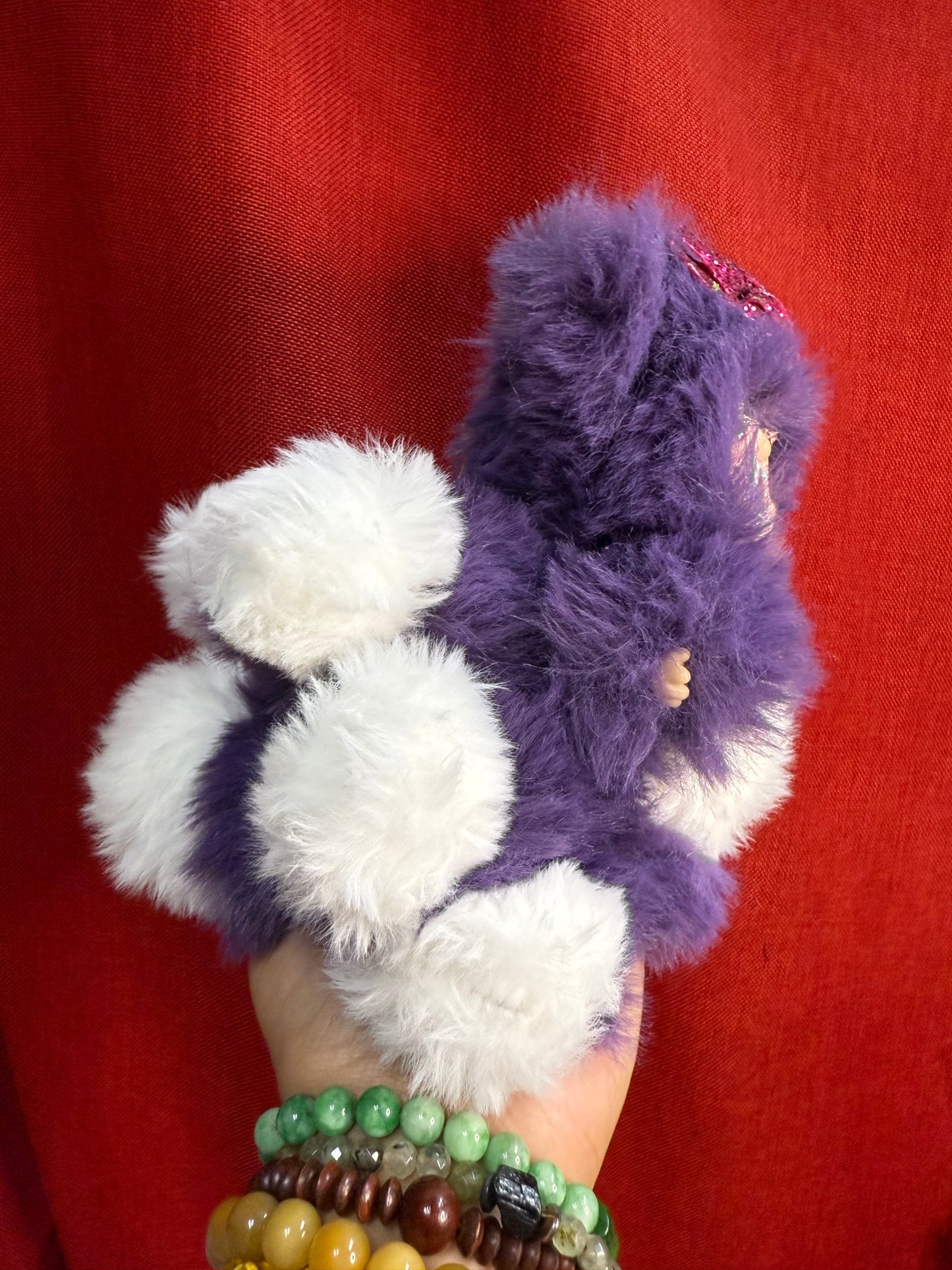 Crecent Moon Bedazzled Purple Custom Nine-tailed Handmade Fluffy Labubu