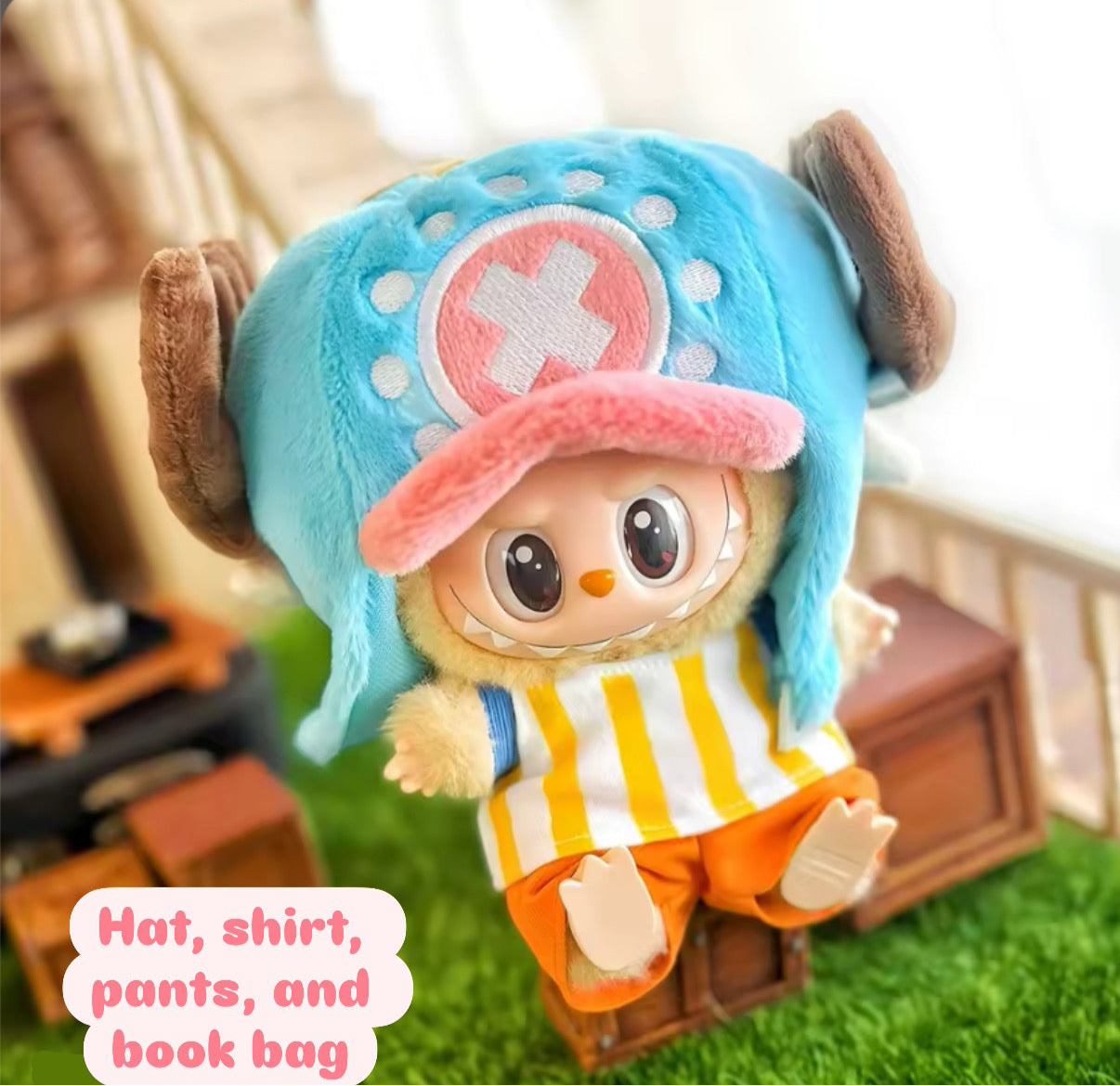 Chopper One Piece Doll Labubu Anime Costume Cosplay Clothes 17cm