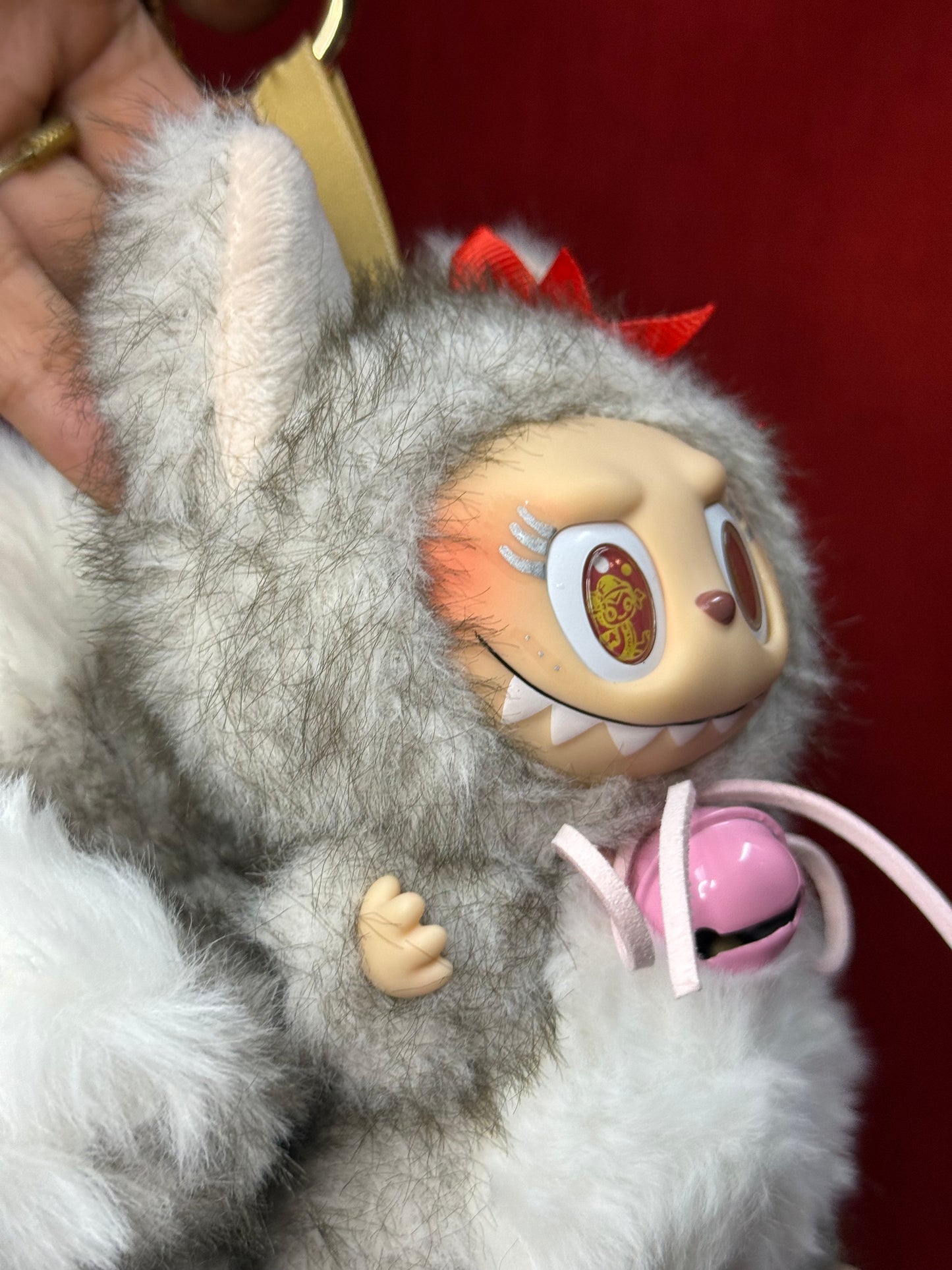 Two Toned Gray Custom Nine-tailed Handmade Fluffy Labubu