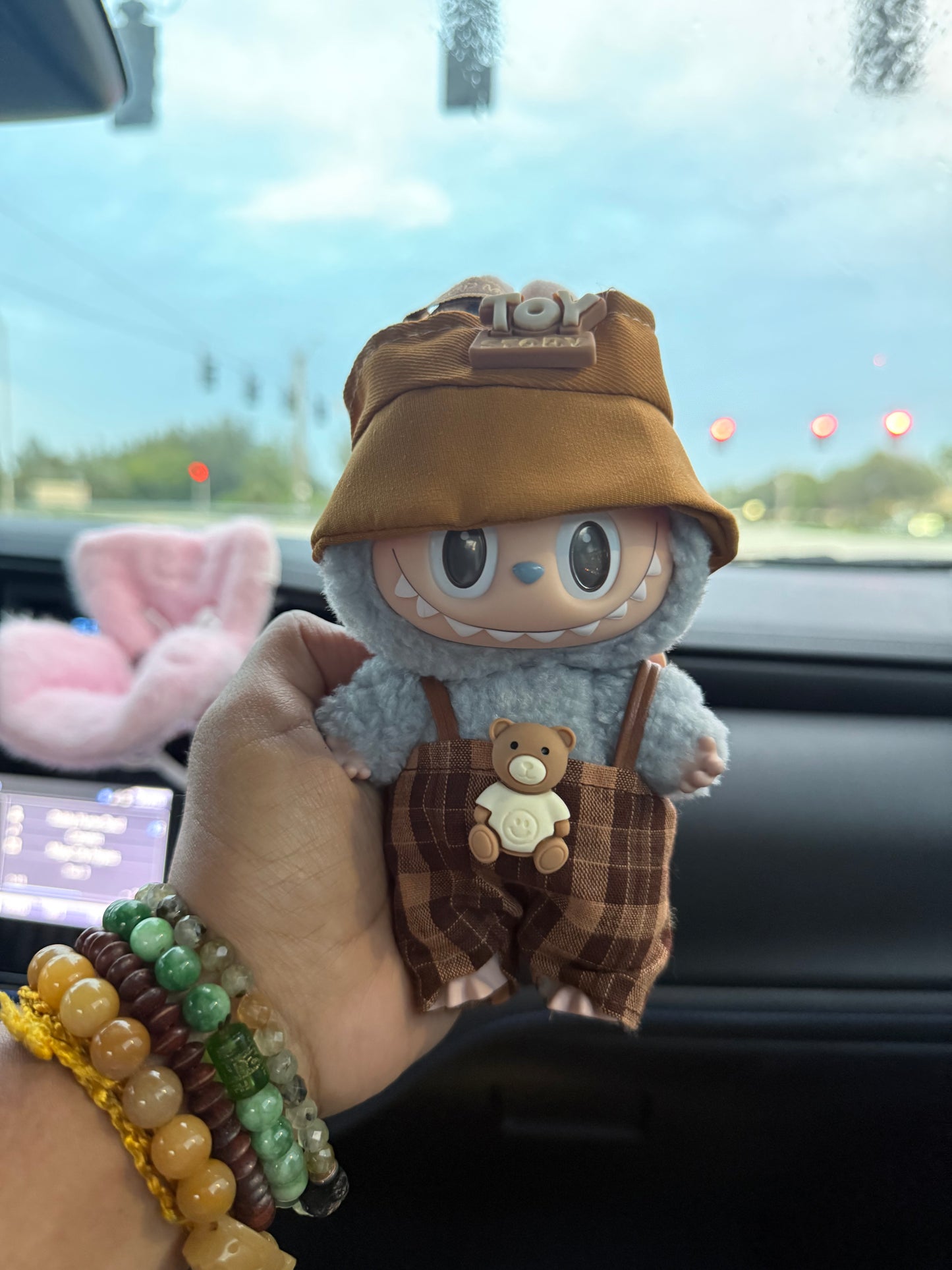 Toy Story Checker Brown Overalls Kawaii Cute Doll Labubu Outfit Clothes 17cm
