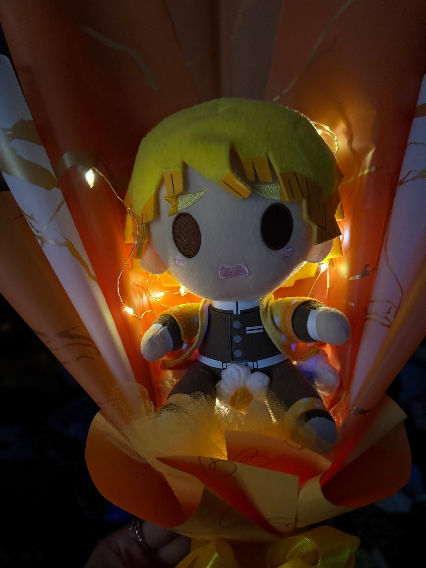 Japanese Plushie Zenitsu Light Up Demon Slayer Plush Bouquet
