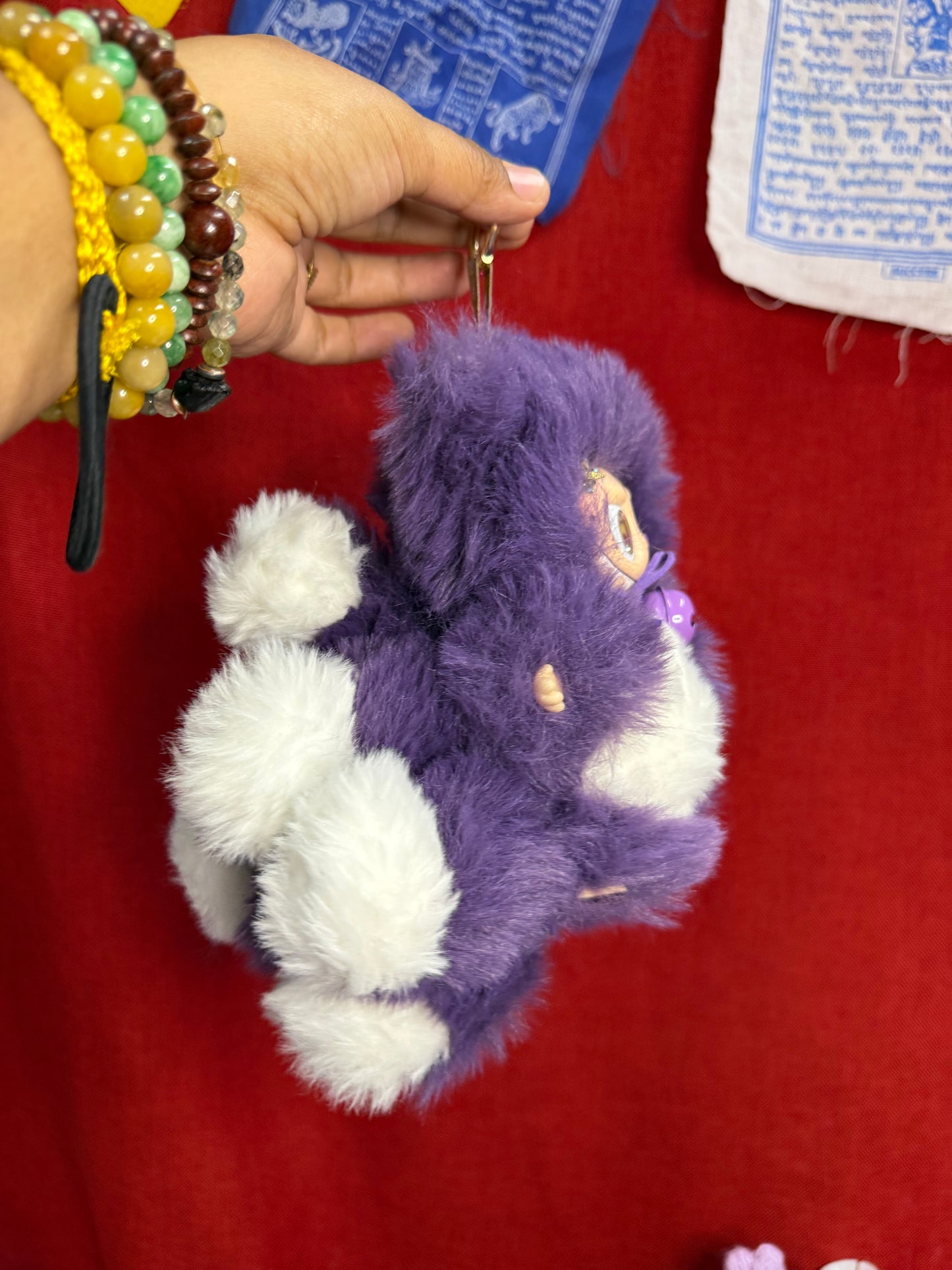 Crecent Moon Bedazzled Purple Custom Nine-tailed Handmade Fluffy Labubu