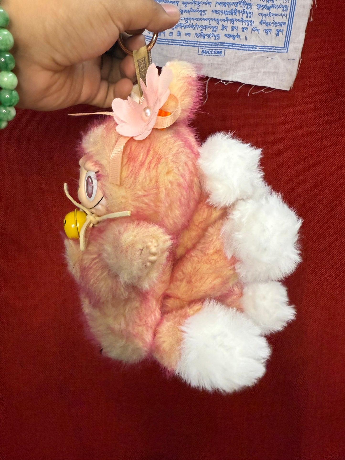 Two Toned Firery Peach Custom Nine-tailed Handmade Fluffy Labubu