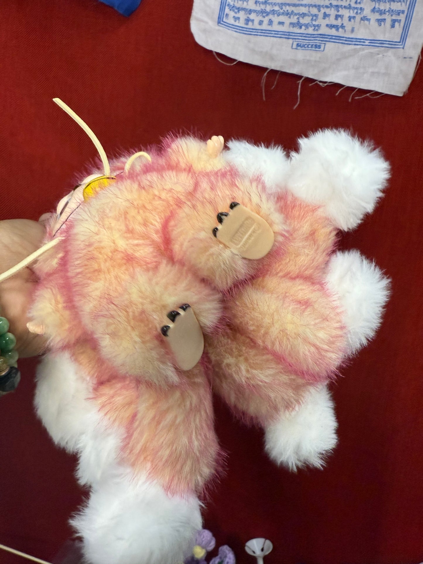 Two Toned Firery Peach Custom Nine-tailed Handmade Fluffy Labubu