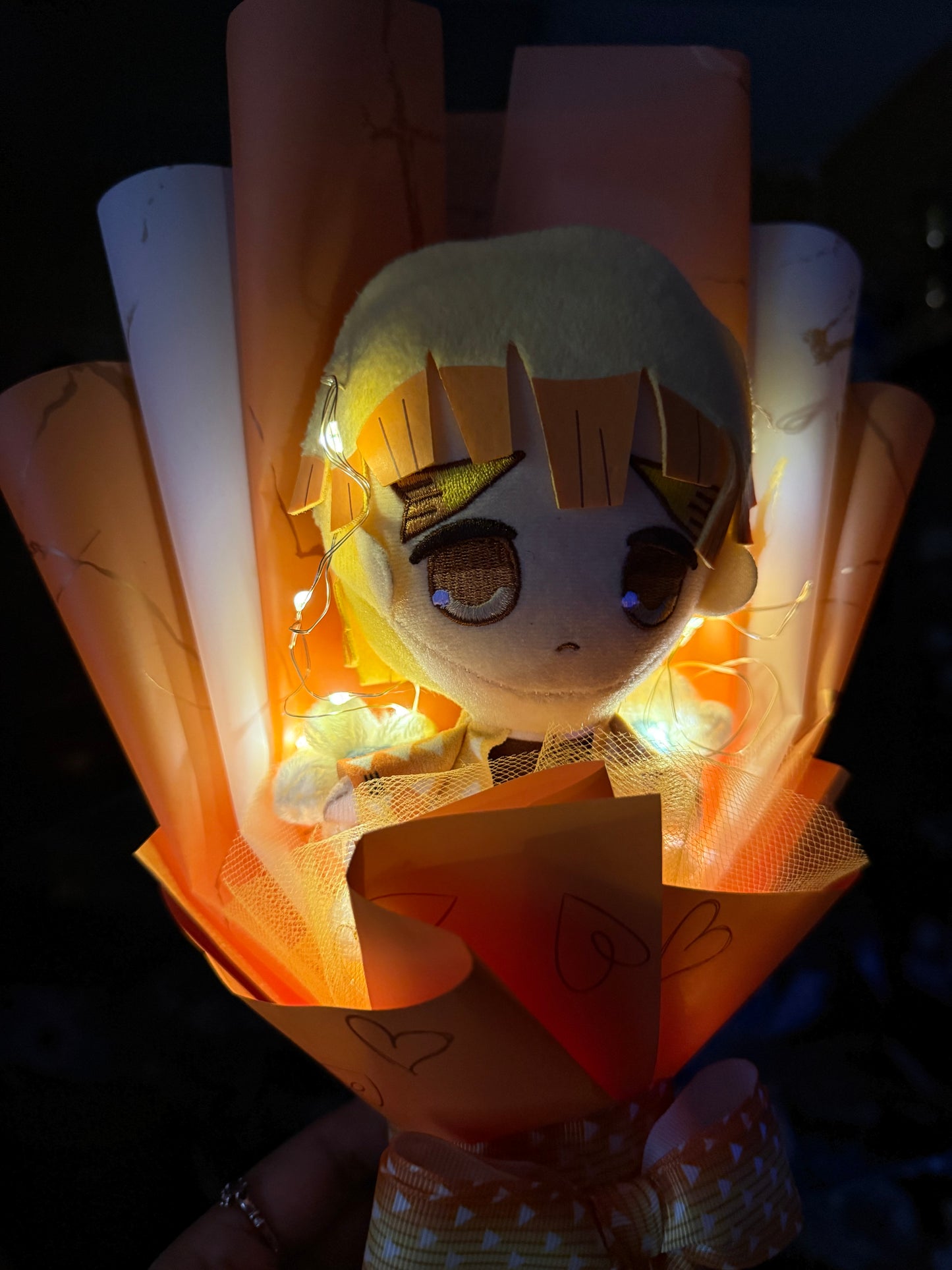 Small Japanese Plushie Zenitsu Light Up Demon Slayer Plush Bouquet