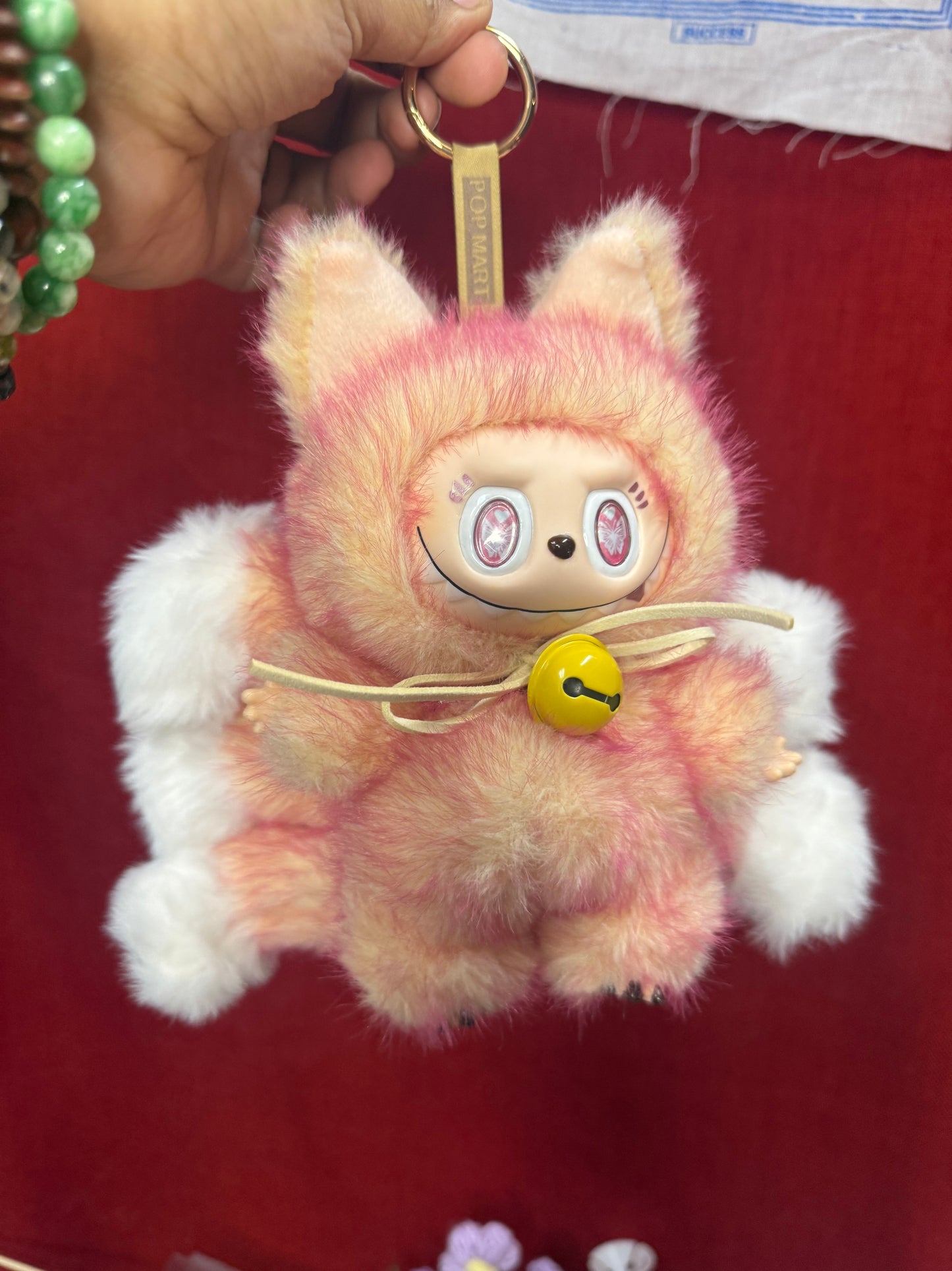 Two Toned Firery Peach Custom Nine-tailed Handmade Fluffy Labubu