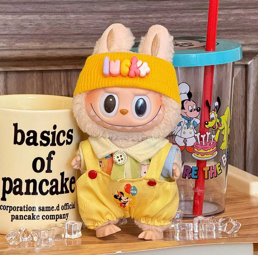 Mickey Yellow Set Kawaii Cute Doll Labubu Outfit Clothes 17cm