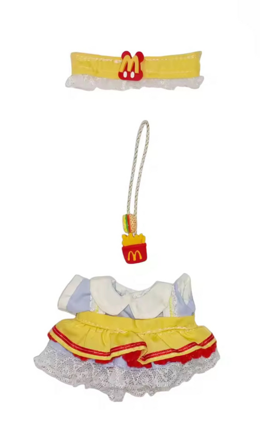 McDonald’s Dress Worker Kawaii Cute Doll Labubu Outfit Clothes 17cm