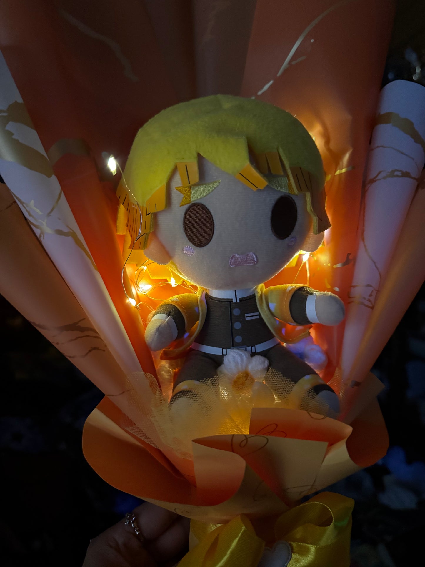 Japanese Plushie Zenitsu Light Up Demon Slayer Plush Bouquet
