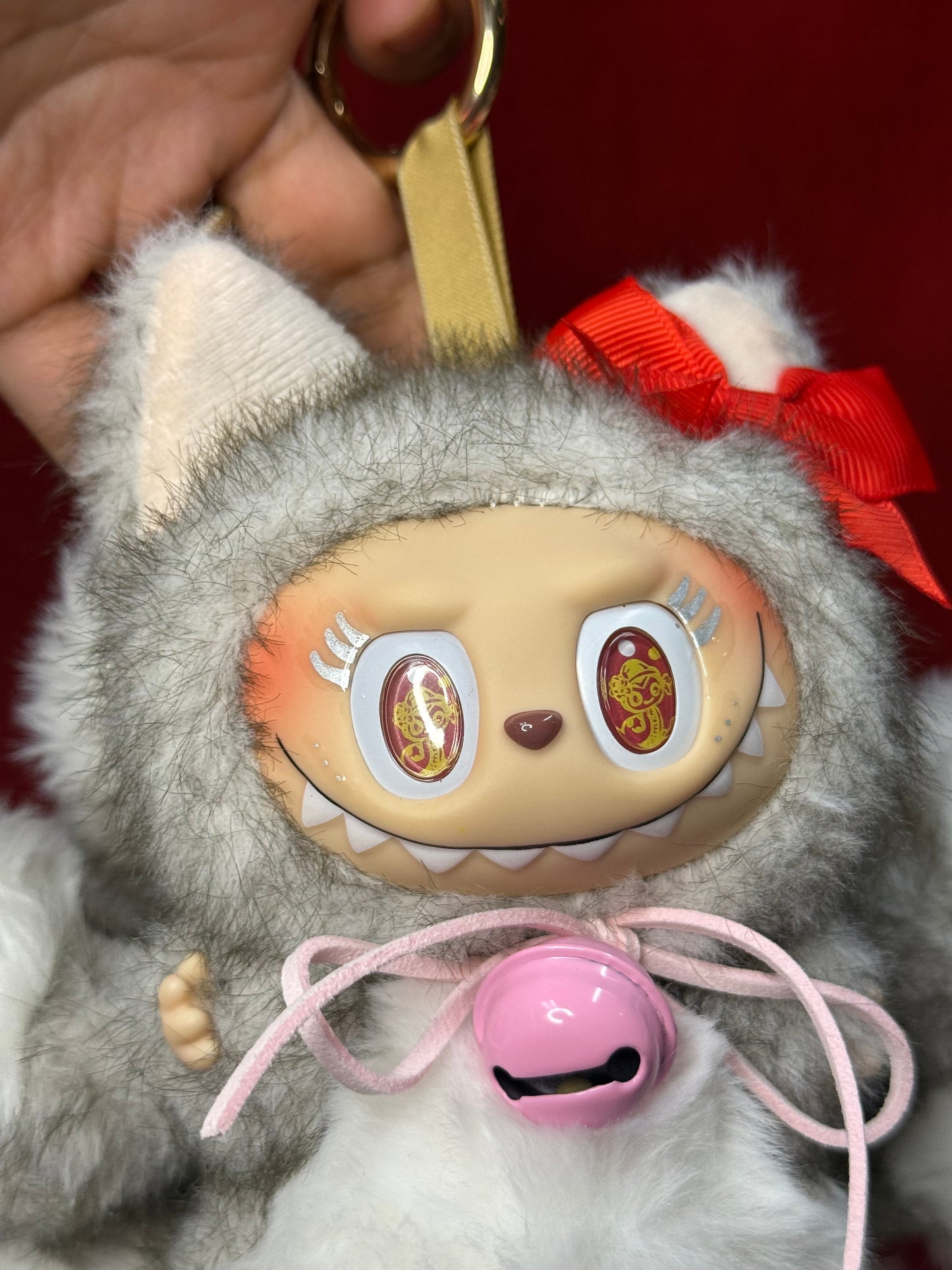 Two Toned Gray Custom Nine-tailed Handmade Fluffy Labubu