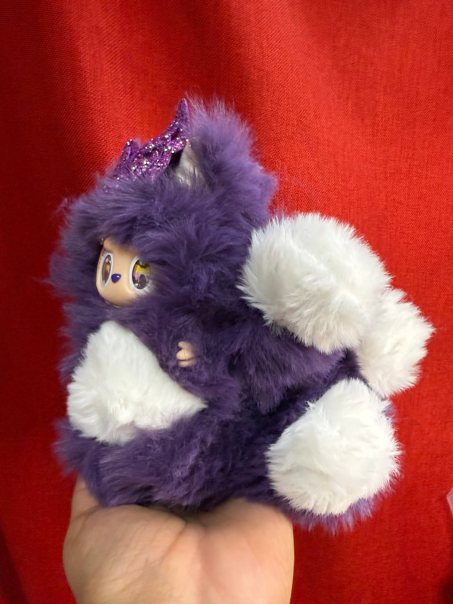 Star Bedazzled Purple Custom Nine-tailed Handmade Fluffy Labubu