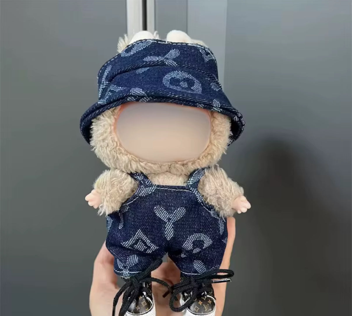 LV Jean Overalls Hat Kawaii Cute Doll Outfit Clothes 17cm