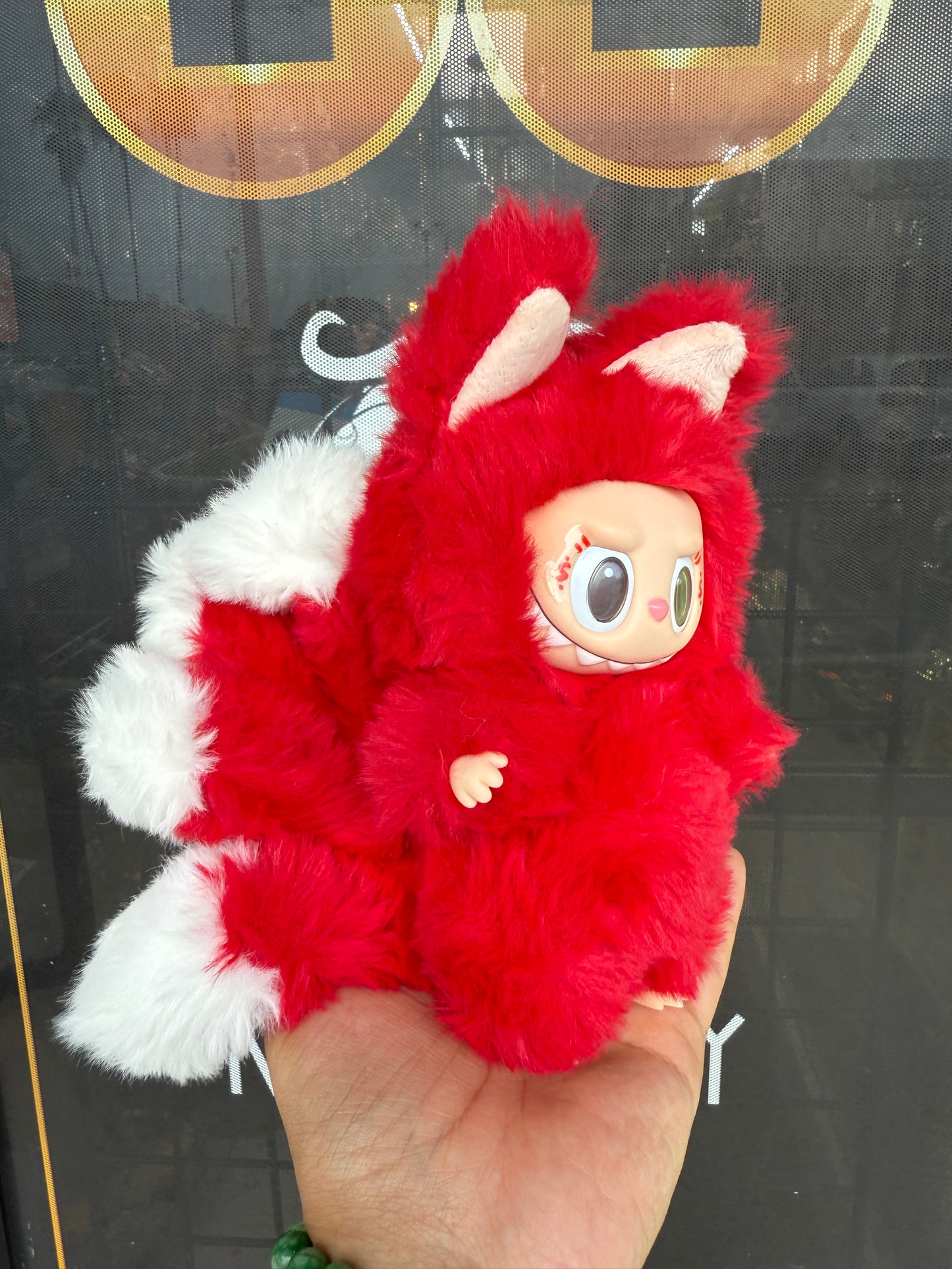 Red Custom Nine-tailed Handmade Fluffy Labubu