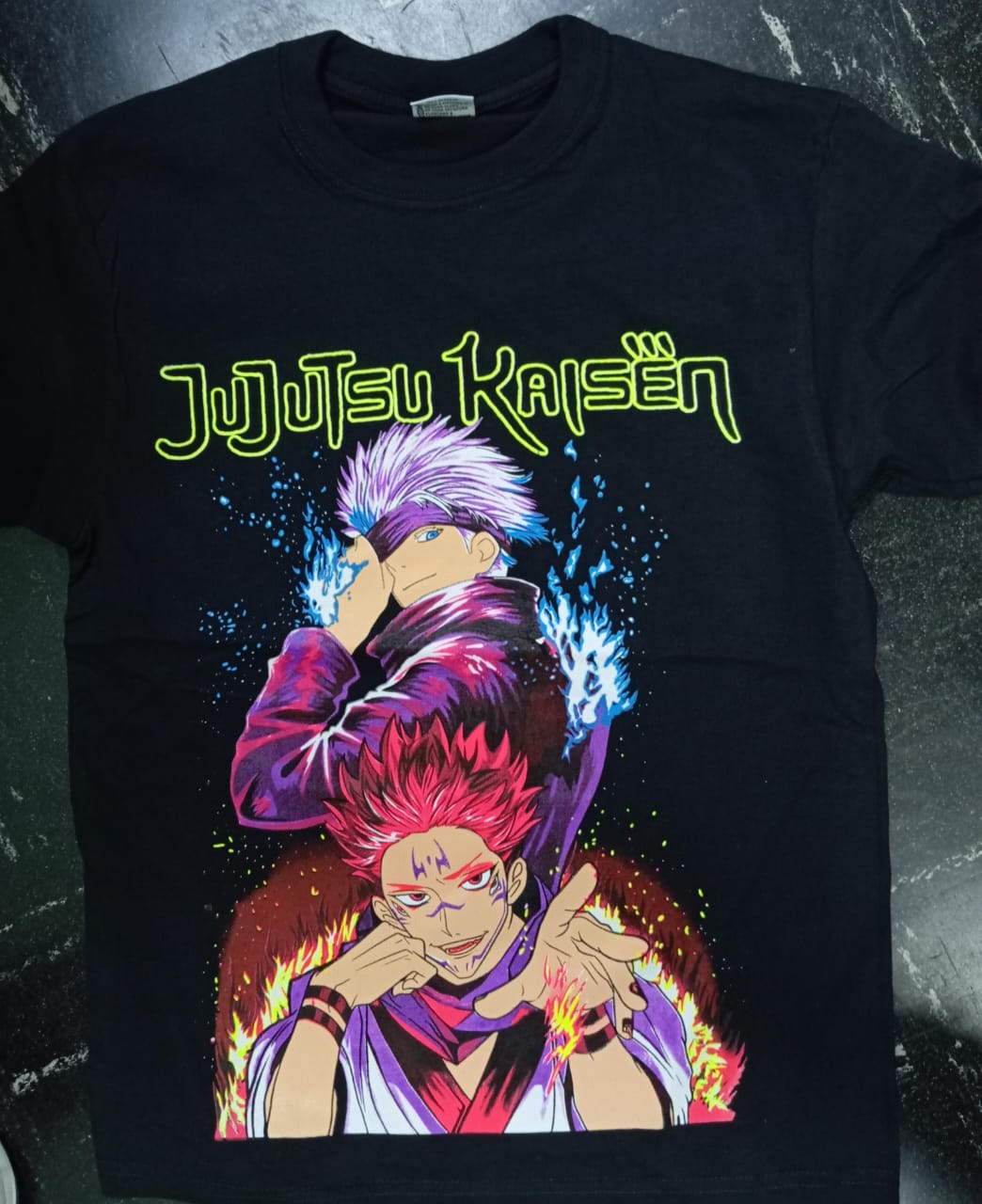 Gojo and Sakuna JJk Jujitsu Kaisen Black Light Anime T-Shirt