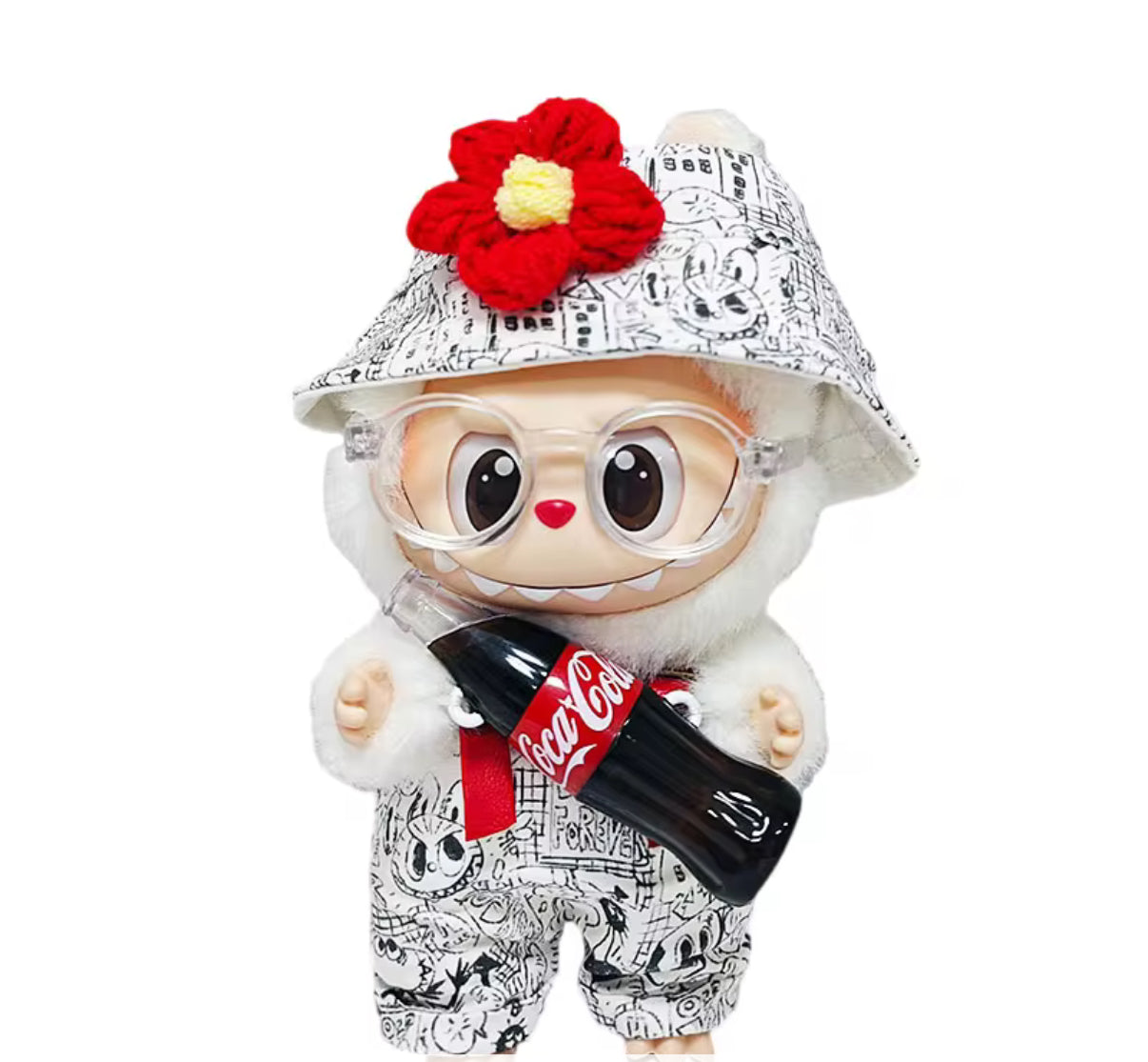 Original Labubu Drawing Comic Manga Set Hat Designer Fashion Kawaii Cute Doll Labubu Outfit Clothes 17cm