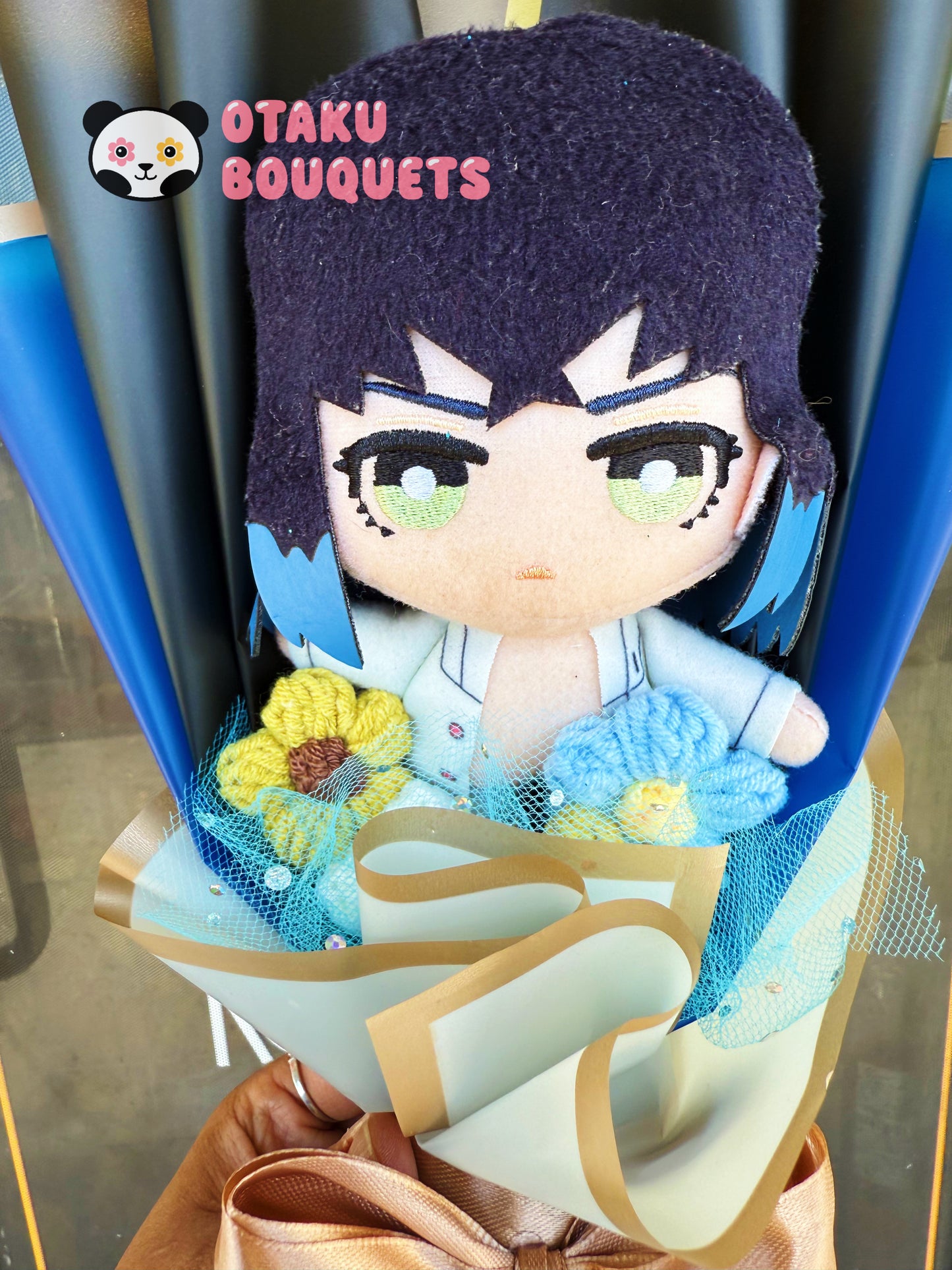 Japanese Plushie Inosuke in Pjs Demon Slayer Plush Bouquet