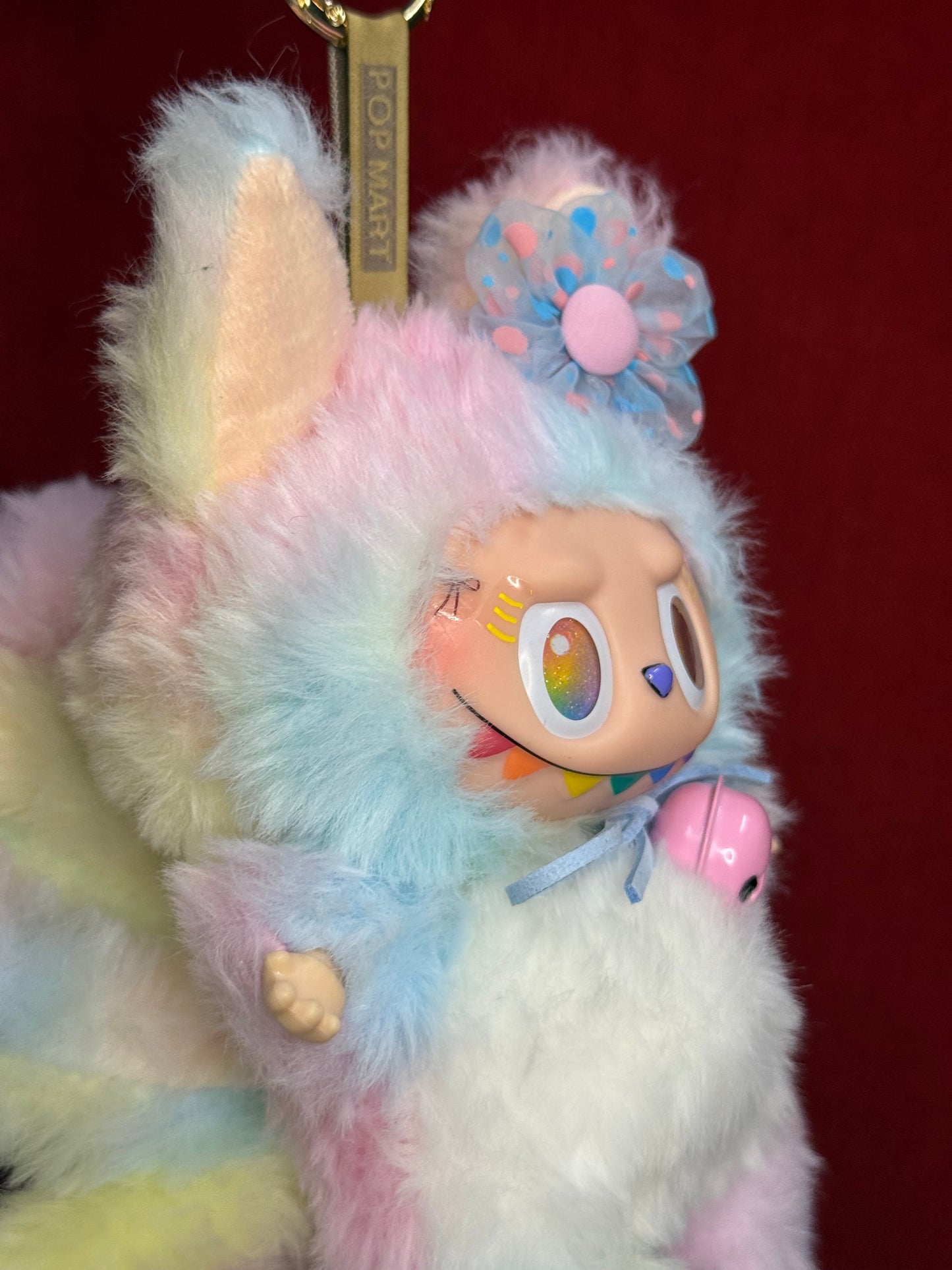 Rainbow Cotton Candy Custom Nine-tailed Handmade Fluffy Labubu