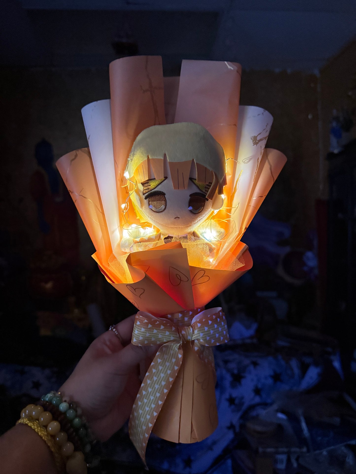 Small Japanese Plushie Zenitsu Light Up Demon Slayer Plush Bouquet