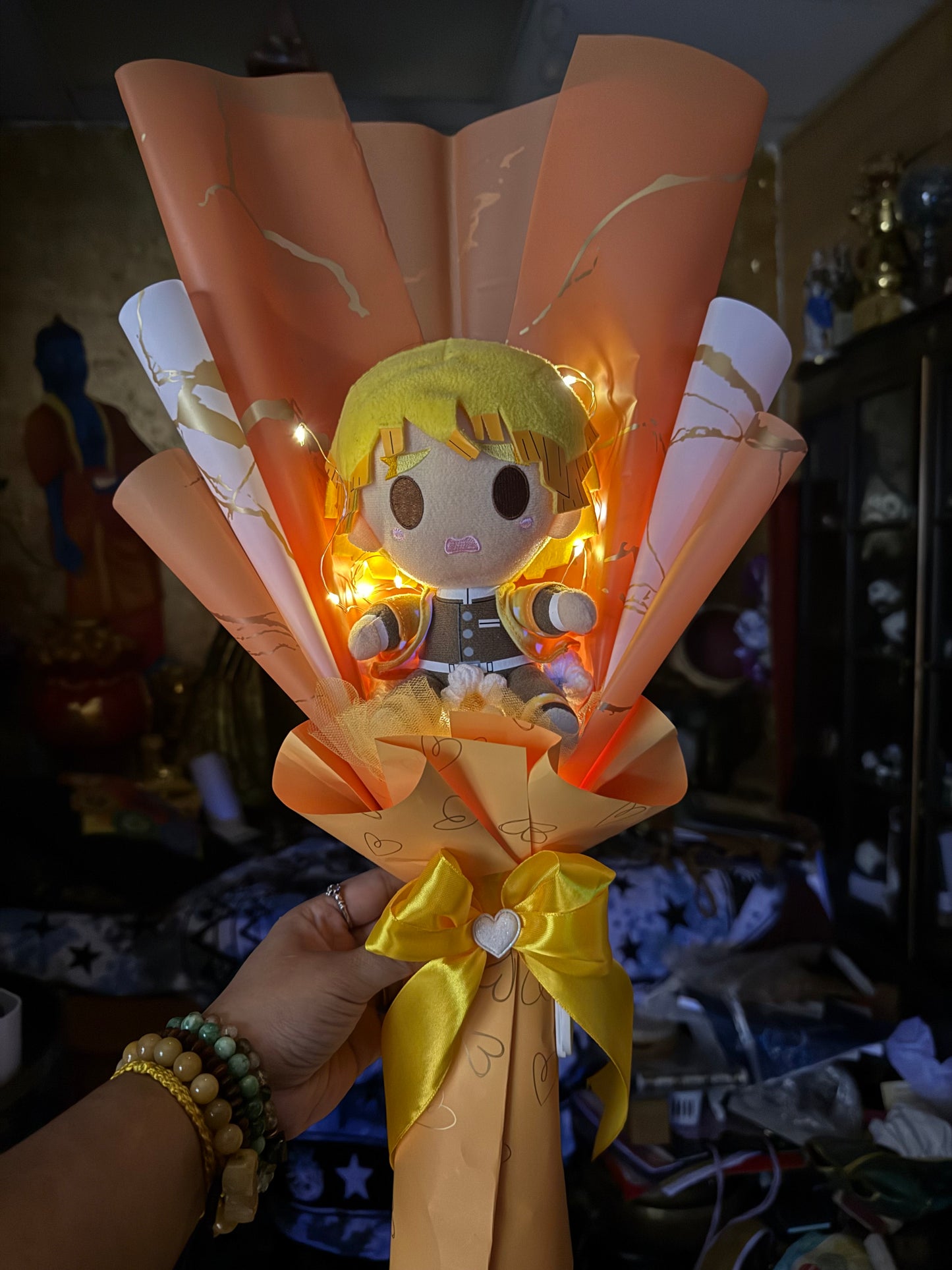 Japanese Plushie Zenitsu Light Up Demon Slayer Plush Bouquet