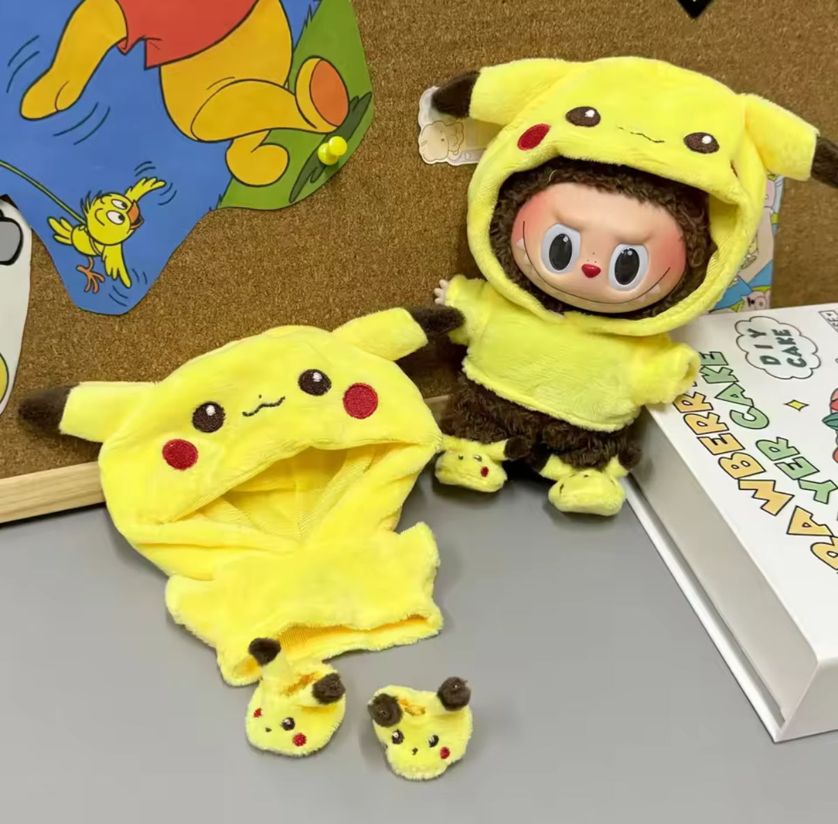 Pikachu Doll Labubu Anime Costume Cosplay Clothes 17cm