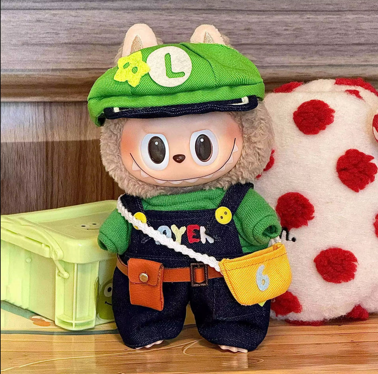 Luigi Doll Labubu Anime Costume Cosplay Clothes 17cm