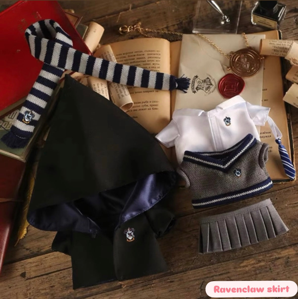 Hogwarts Complete Uniform Set Doll Labubu Costume Cosplay Clothes 17cm