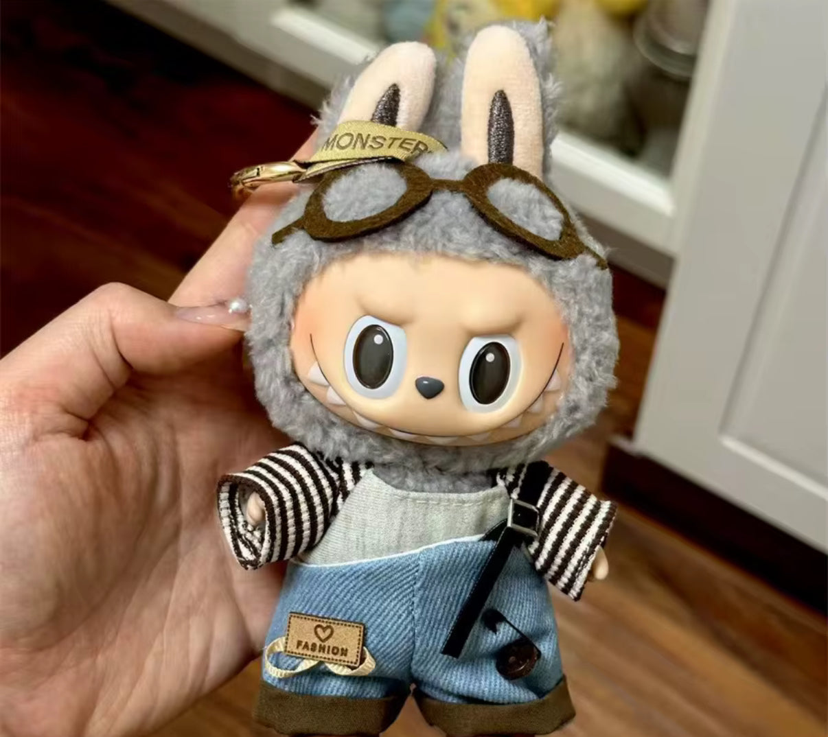 Glasses Off Shoulder Overalls Outfit Set Kawaii Cute Doll Outfit Clothes 17cm