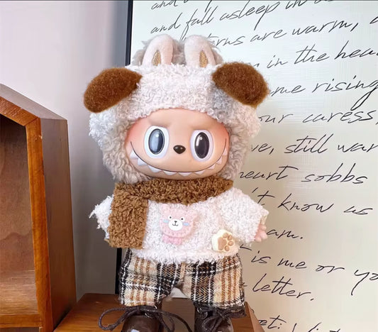 Dog Fur Fluffy Scarf Winter Outfit Kawaii Cute Doll Labubu Outfit Clothes 17cm