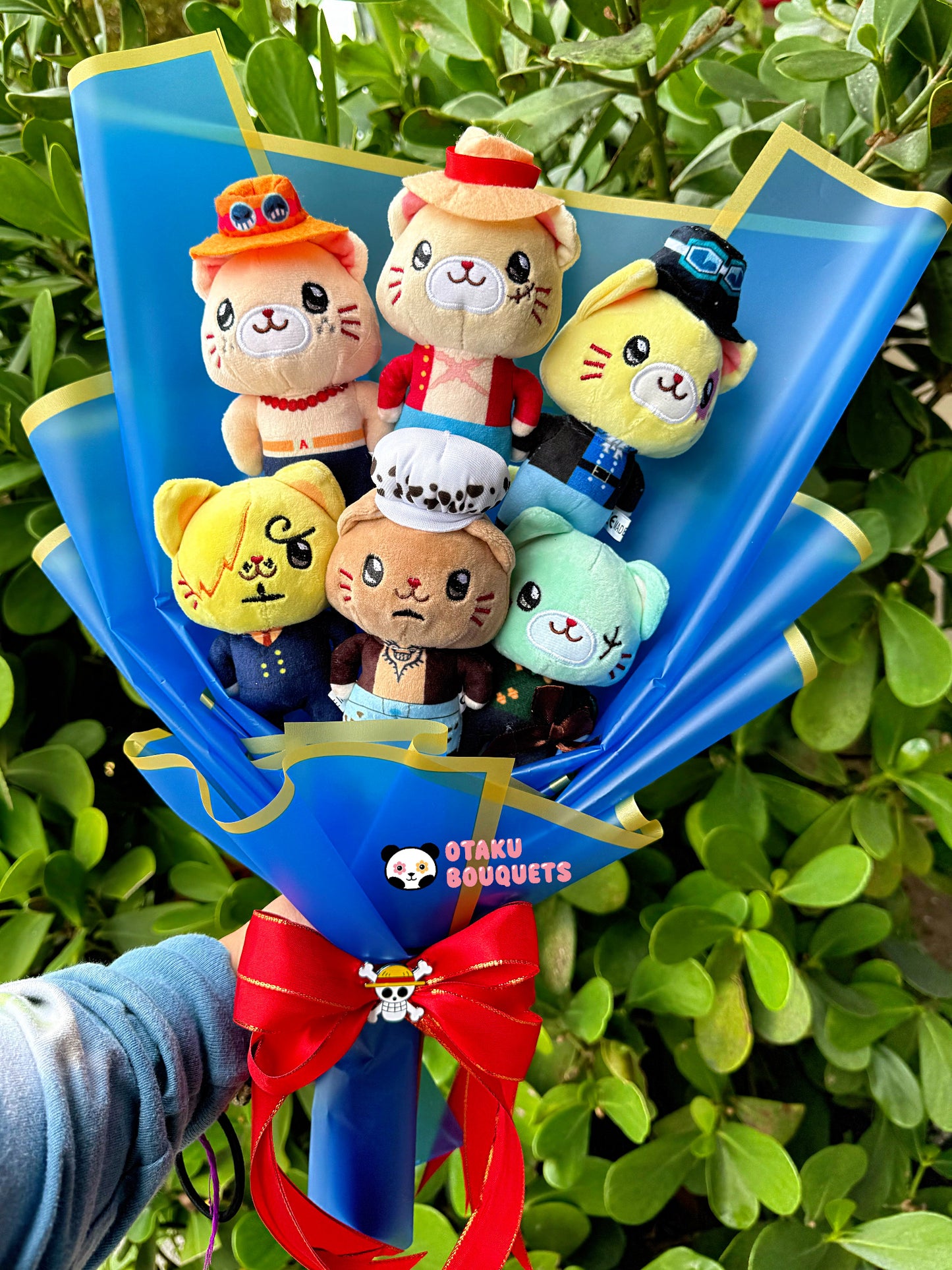 Kitty Cat Pirate Anime Plushie Crochet Flower Bouquet