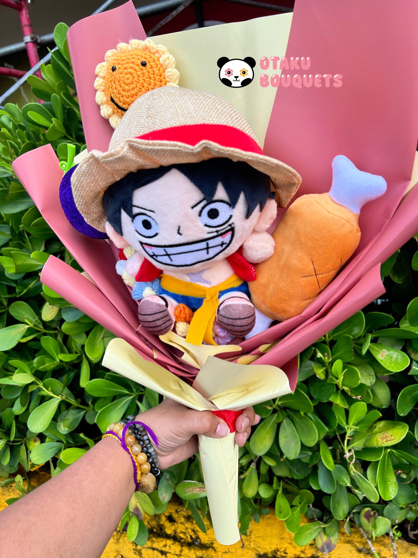 Rubber Pirate Anime Plushie Crochet Flower Bouquet