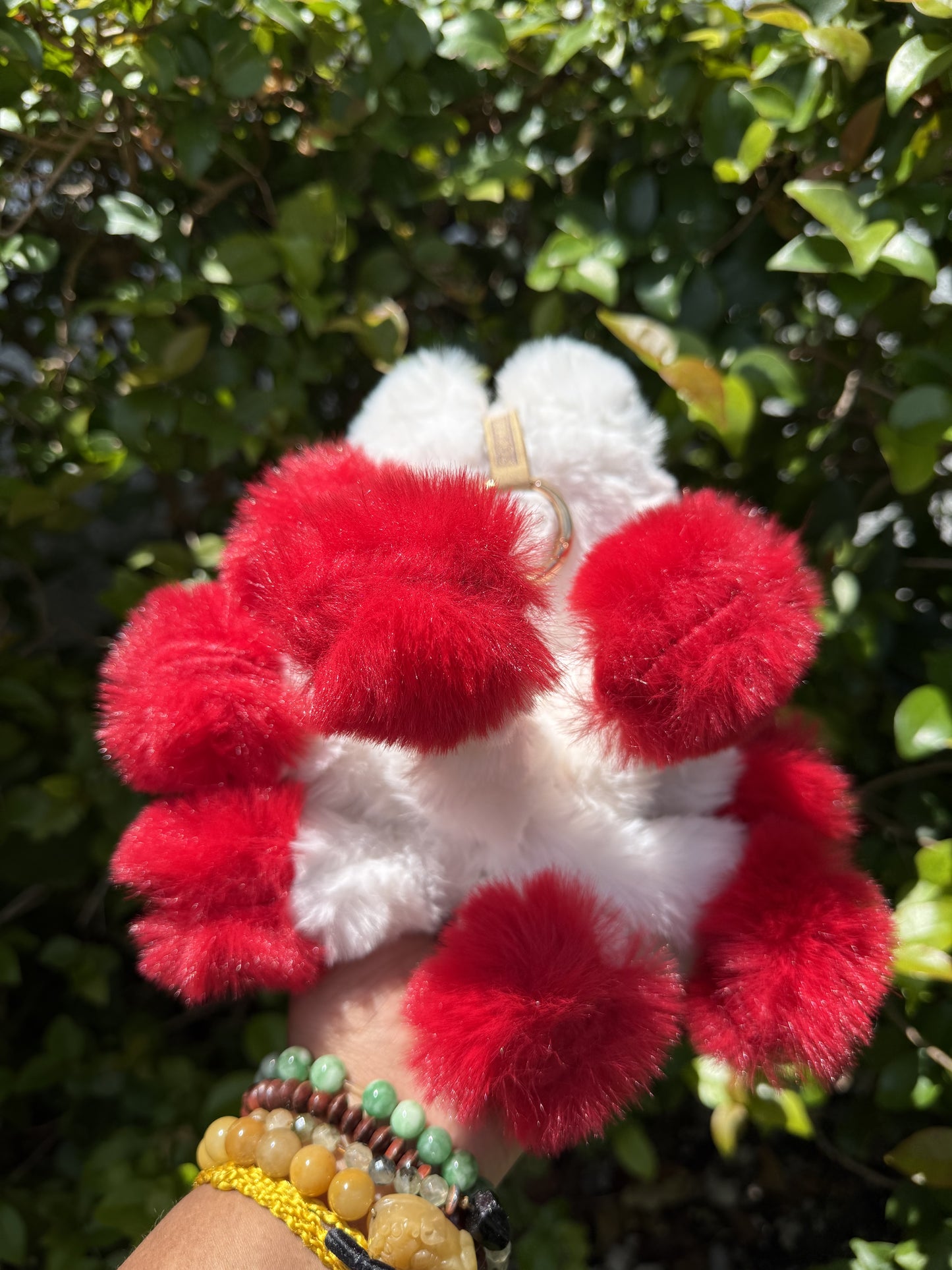 White and Red Custom Nine-tailed Handmade Fluffy Labubu