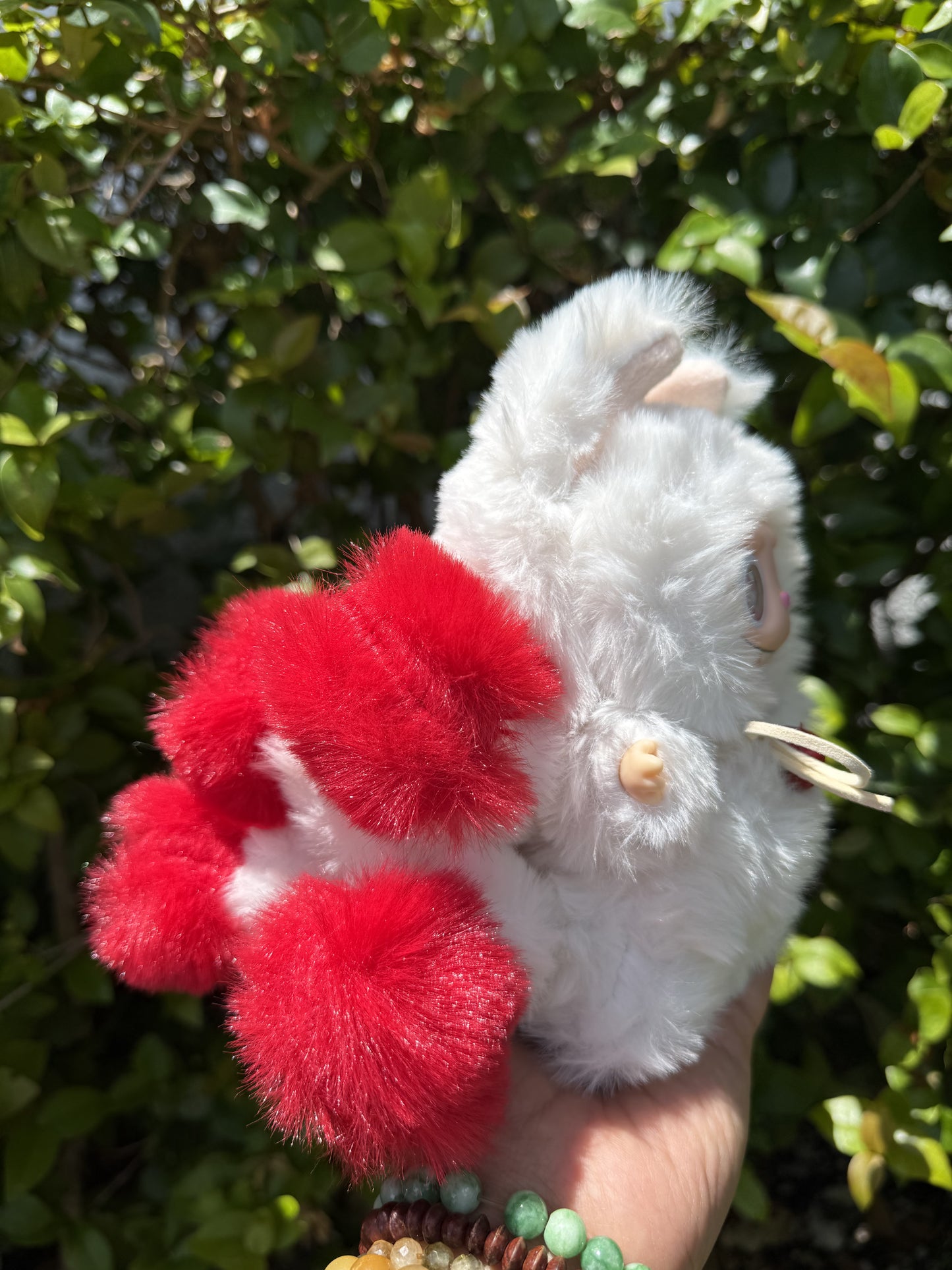 White and Red Custom Nine-tailed Handmade Fluffy Labubu