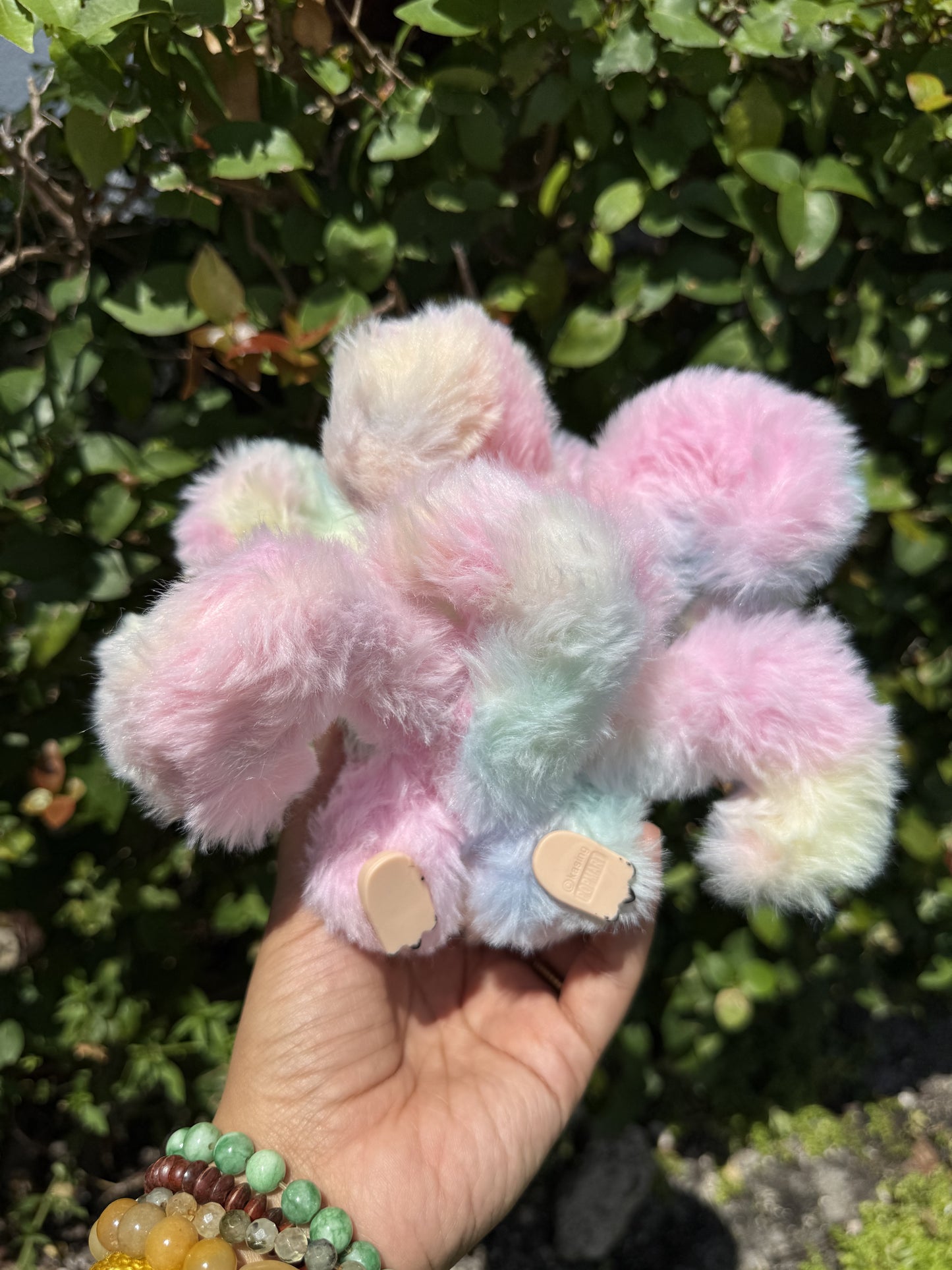 Rainbow Cotton Candy Custom Nine-tailed Handmade Fluffy Labubu