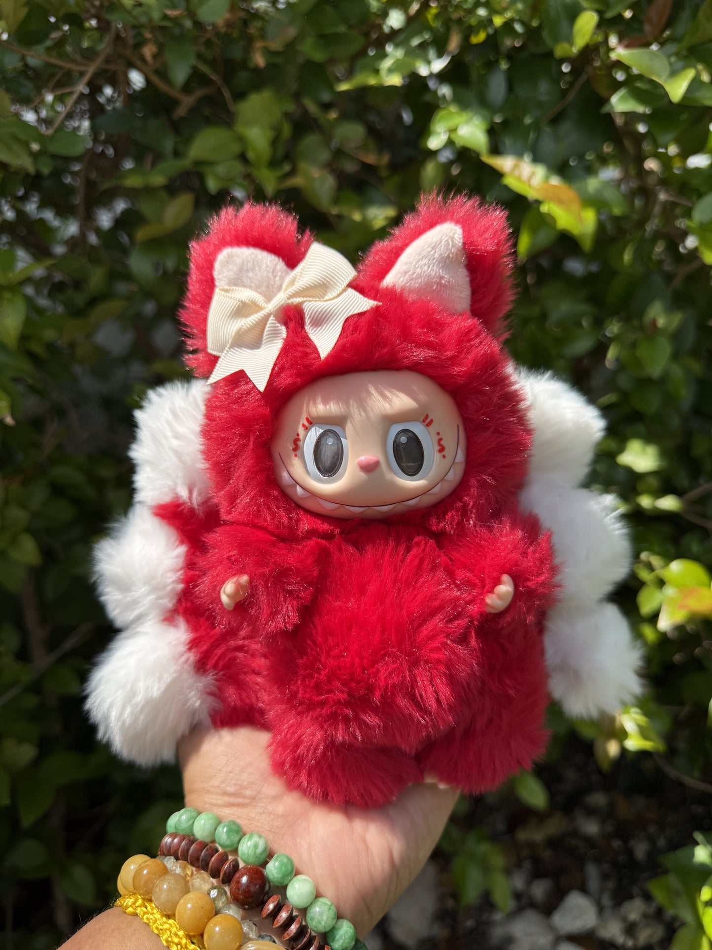 Red Custom Nine-tailed Handmade Fluffy Labubu