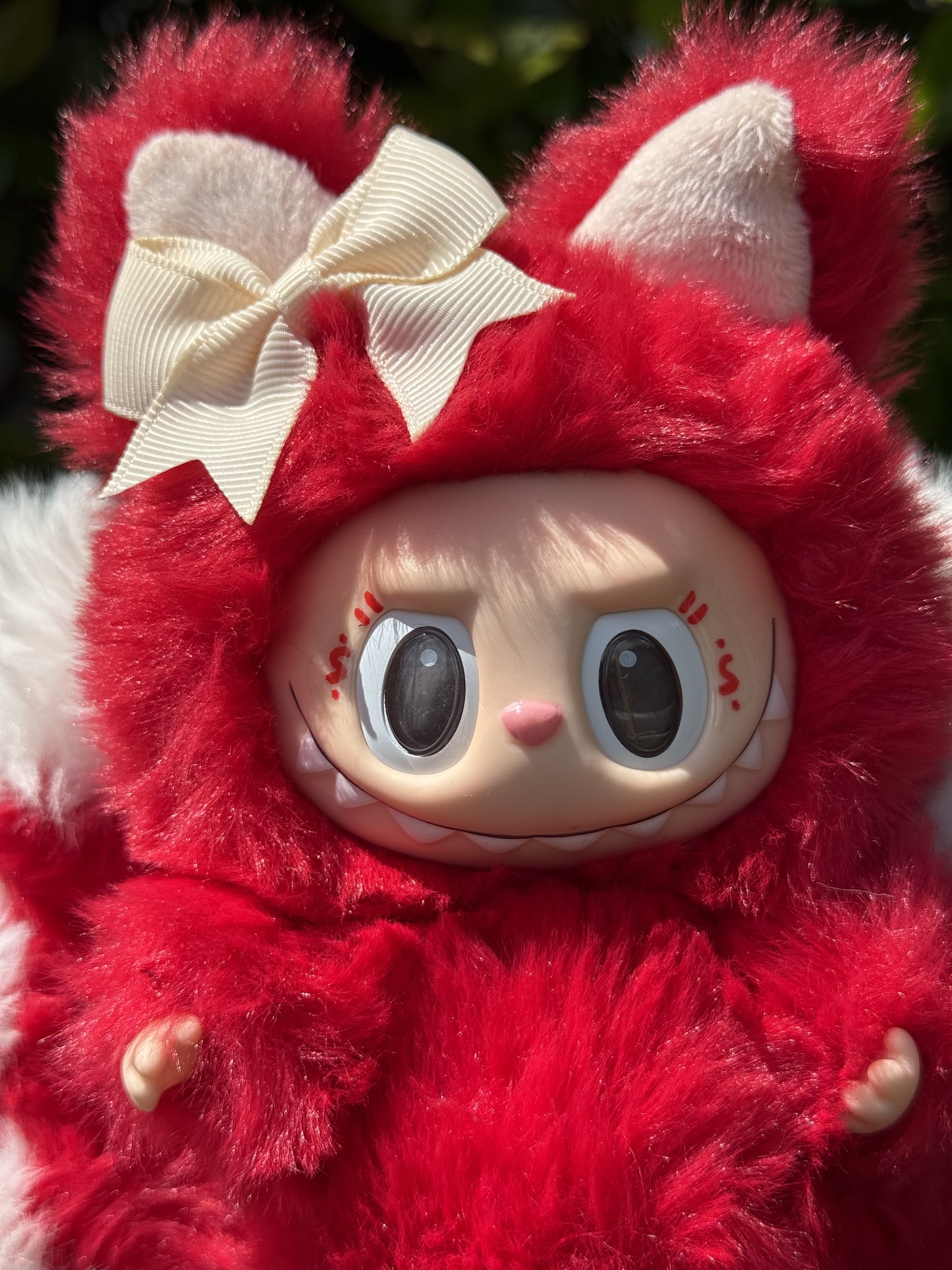 Red Custom Nine-tailed Handmade Fluffy Labubu