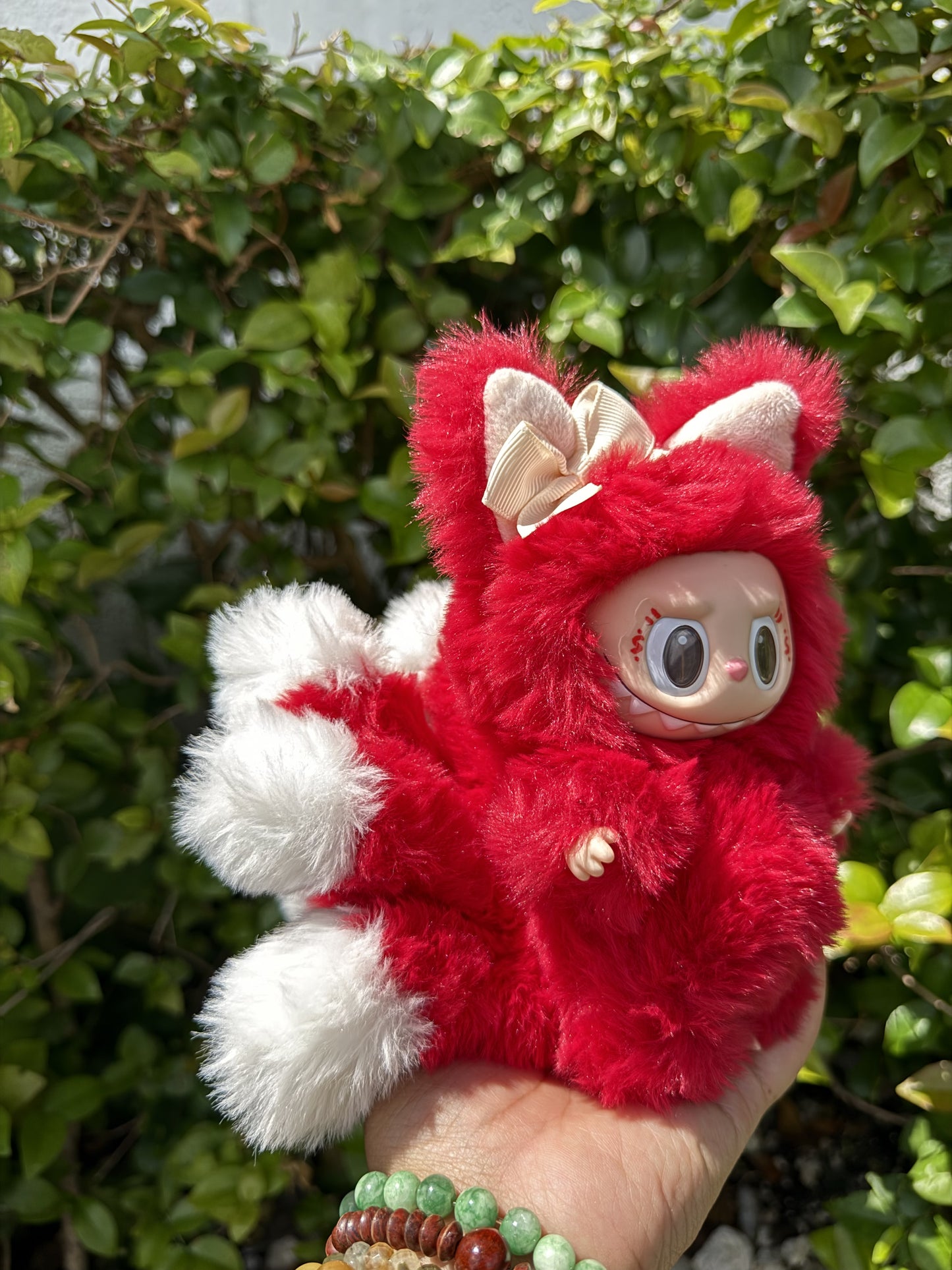 Red Custom Nine-tailed Handmade Fluffy Labubu