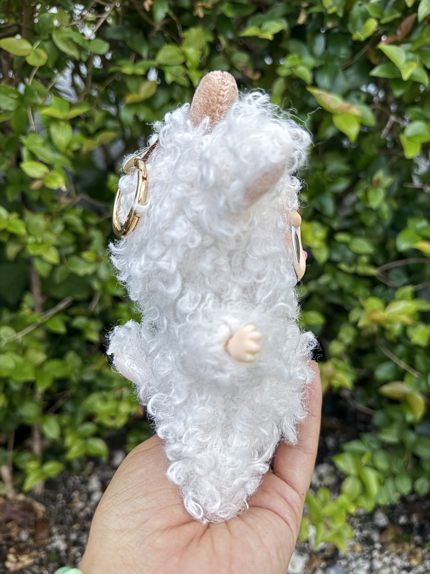 White Curly Cow Custom Handmade Fluffy Labubu