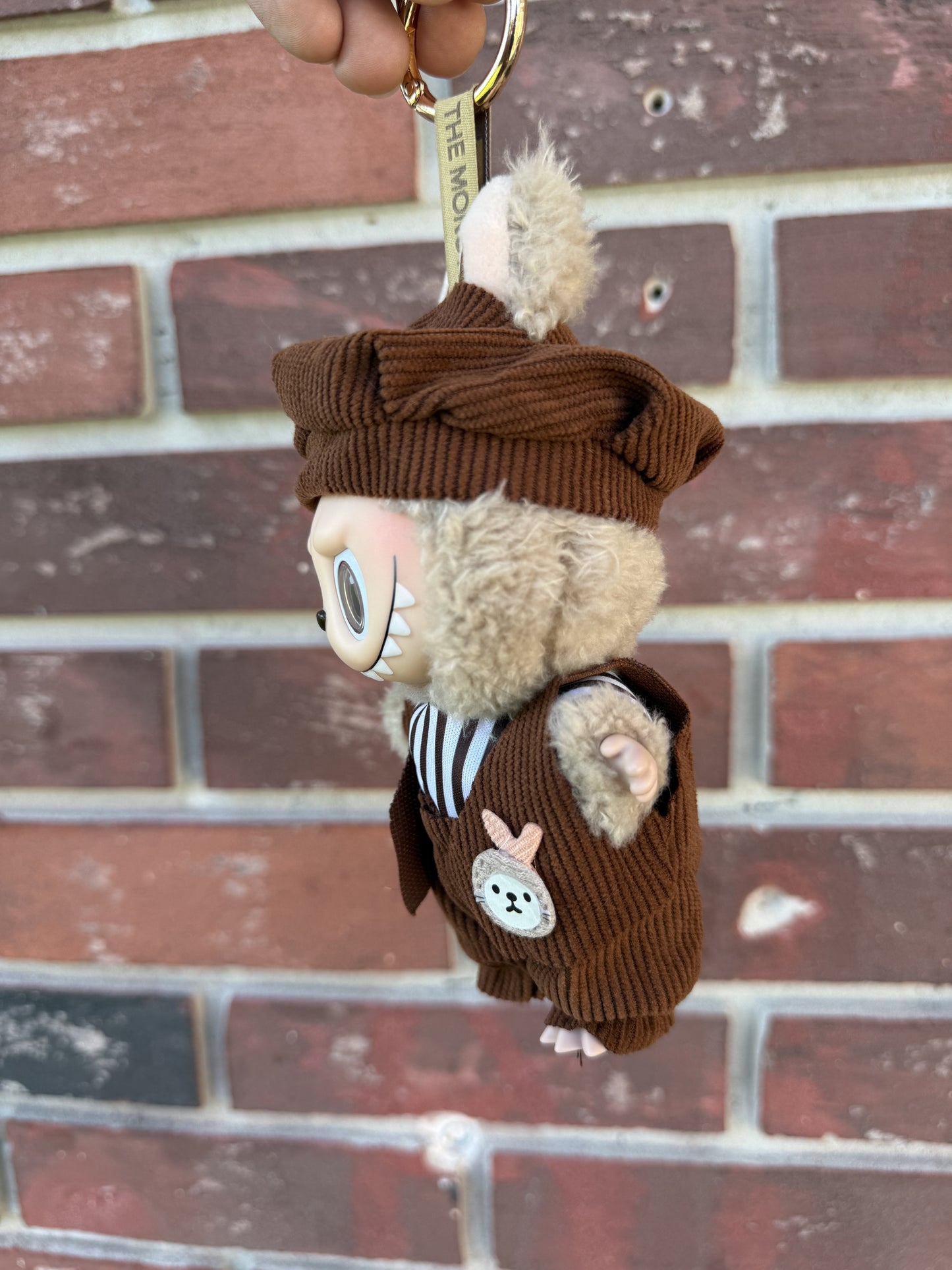 Stripped Brown Overalls Kawaii Cute Doll Labubu Outfit Clothes 17cm