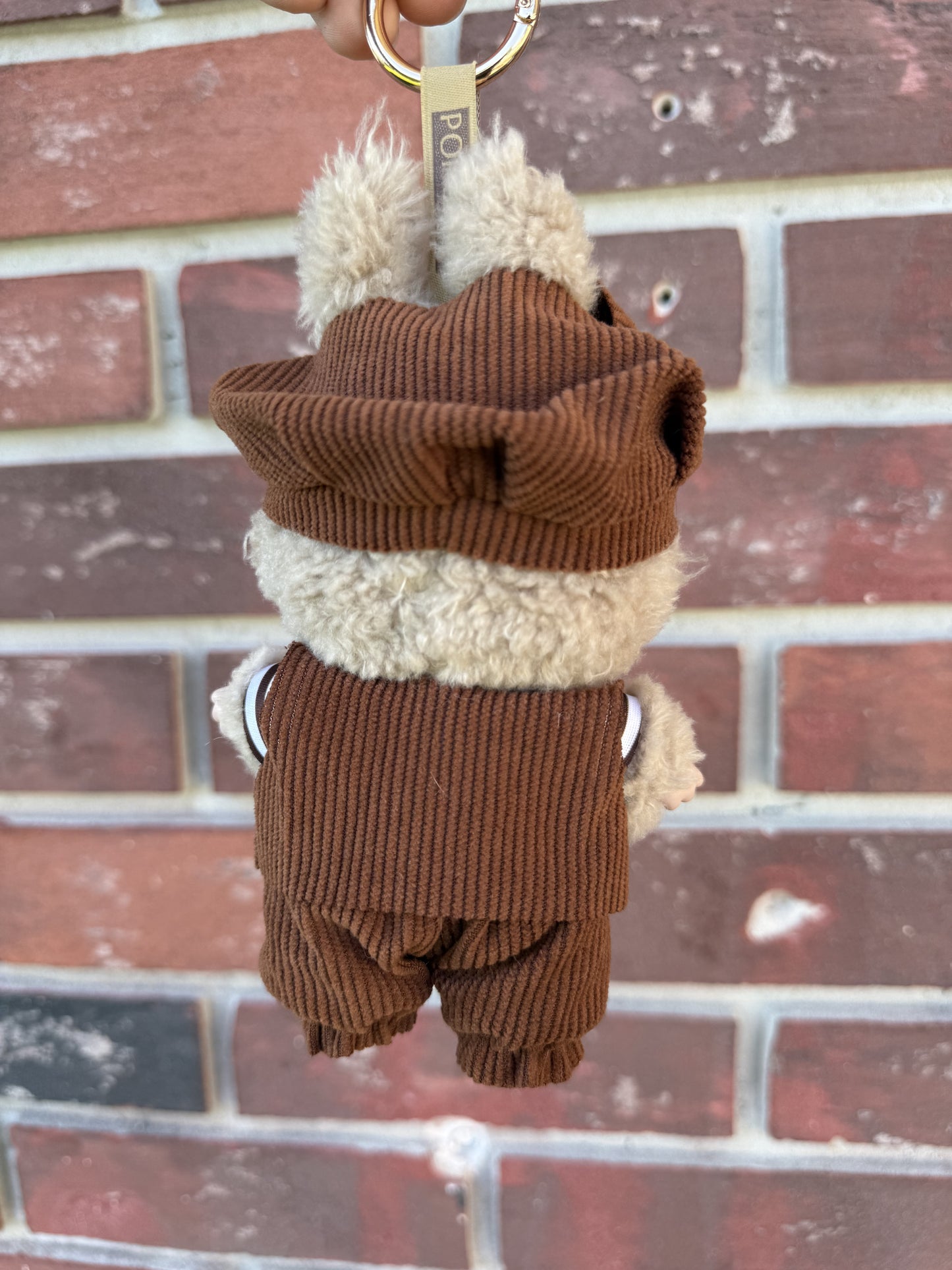 Stripped Brown Overalls Kawaii Cute Doll Labubu Outfit Clothes 17cm