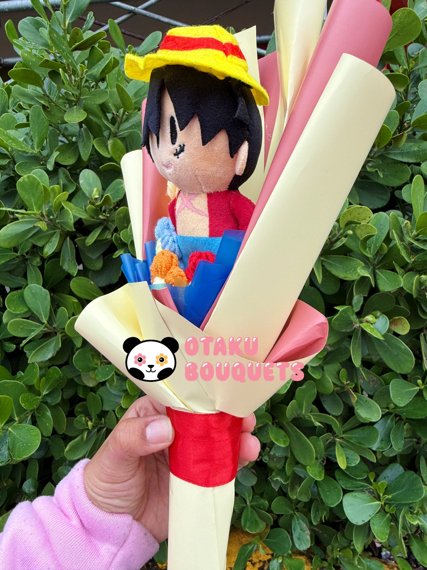 Small Rubber Pirate Anime Plushie Crochet Flower Bouquet
