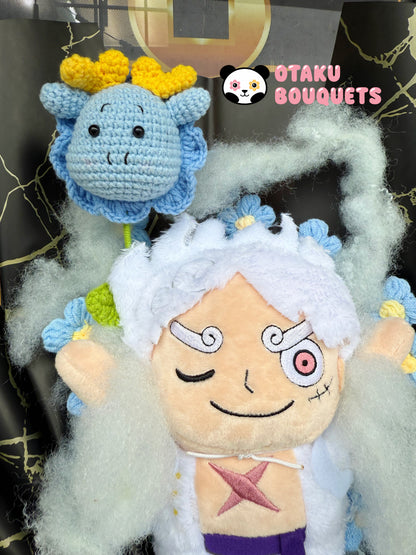 Rubber Pirate Vs Blue Dragon Light Up Anime Plushie Crochet Flower Bouquet