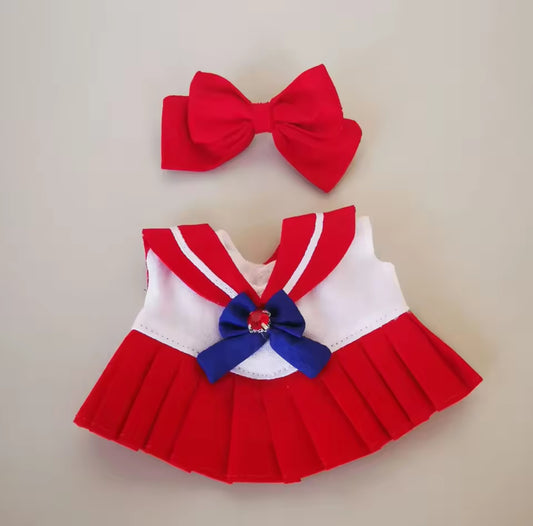 Sailor Mars Doll Labubu Anime Costume Cosplay Sailor Scout Clothes 17cm