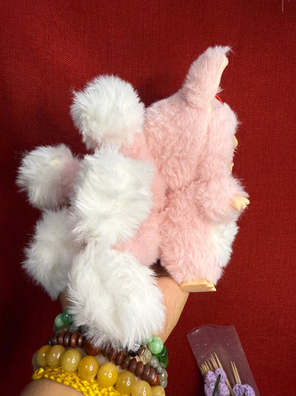 Bedazzled Pink Custom Nine-tailed Hearts Handmade Fluffy Labubu
