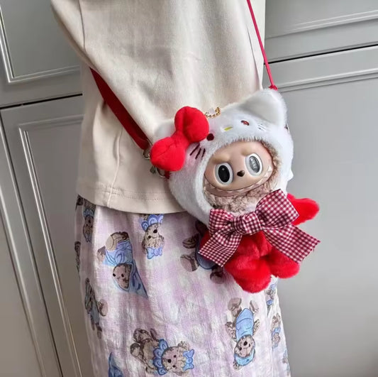 Sanrio Full Body Purse Kawaii Cute Doll Labubu Anime Costume Cosplay Clothes 17cm