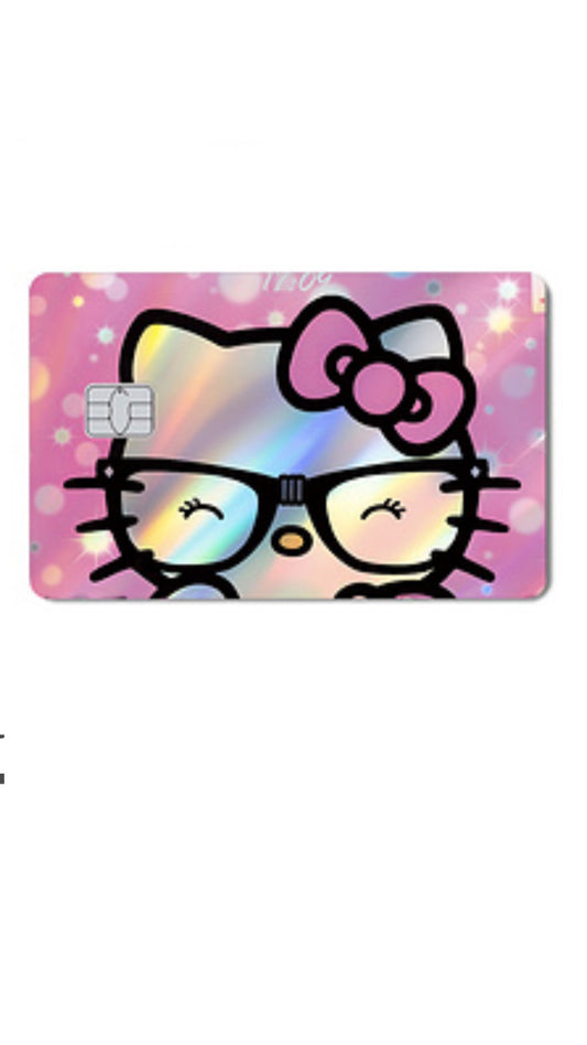Hello Kitty Glasses Holographic Cute Sanrio Anime Credit Card Sticker