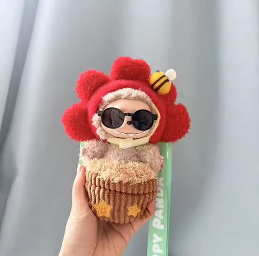 Flower Pot Side Purse Strap Kawaii Cute Doll Labubu Anime Costume Cosplay Clothes 17cm