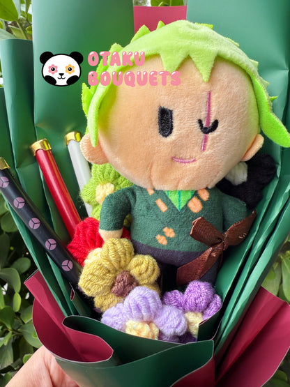 Small Swordsman Moss Pirate Crochet Flower Anime Plush Bouquet